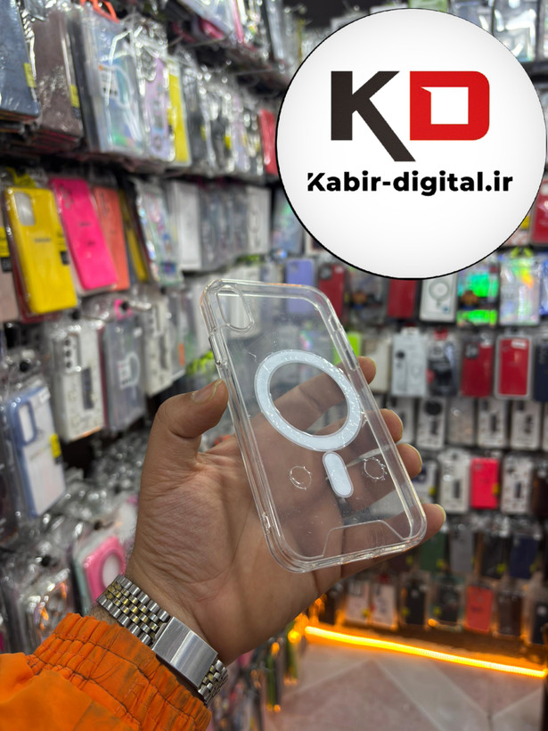 قاب گوشی iPhone XS / X آیفون اورجینال طرح طلقی شیشه ای شفاف مگ سیف دار