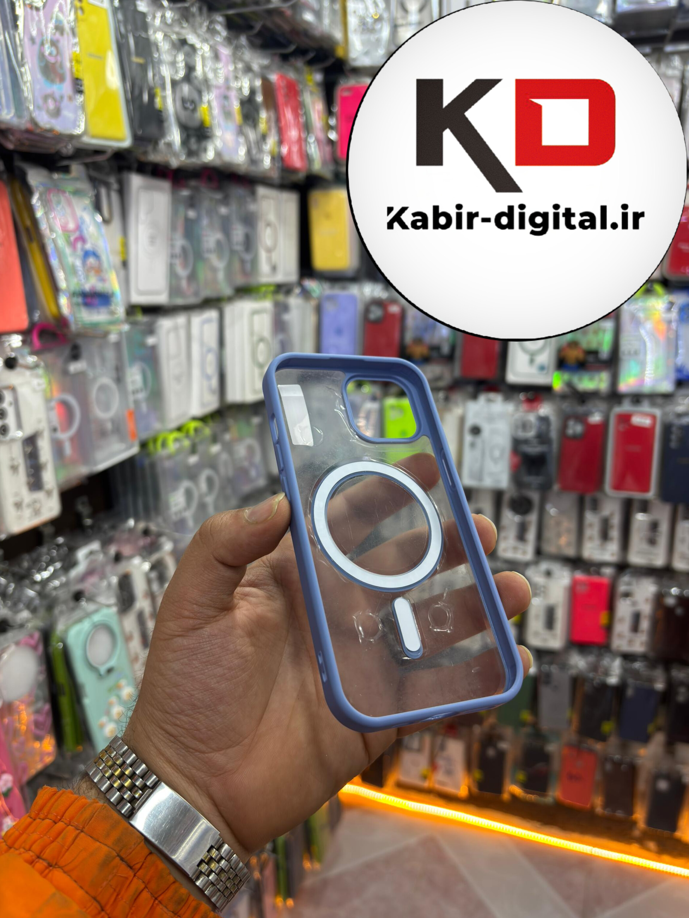 قاب گوشی iPhone 13/14/15 آیفون اورجینال شفاف مگ سیف Magsafe اورجینال آبی