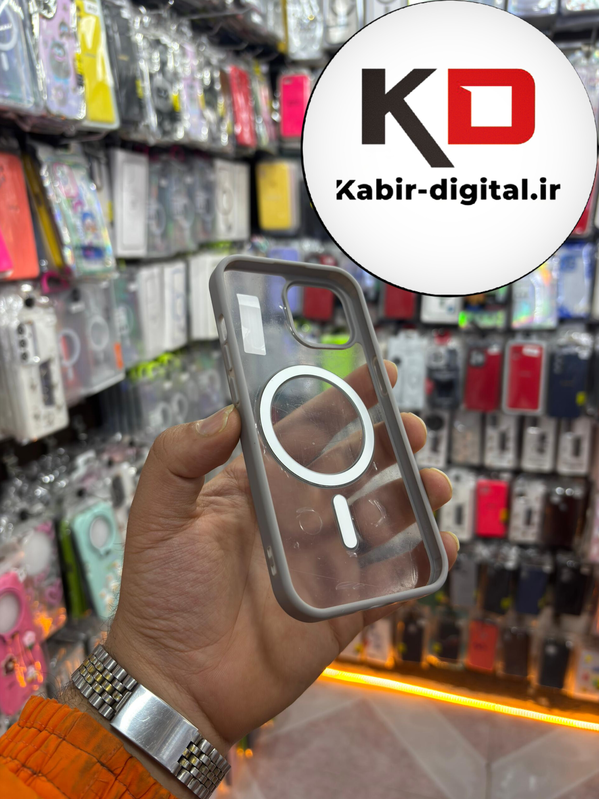 قاب گوشی iPhone 13/14/15 آیفون اورجینال شفاف مگ سیف Magsafe اورجینال طوسی