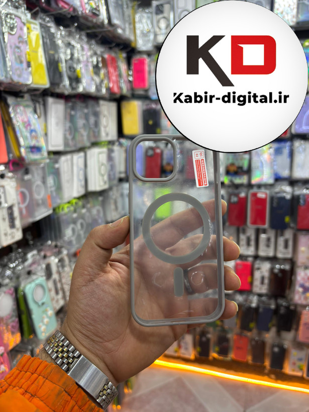 قاب گوشی iPhone 13/14/15 آیفون اورجینال شفاف مگ سیف Magsafe اورجینال طوسی