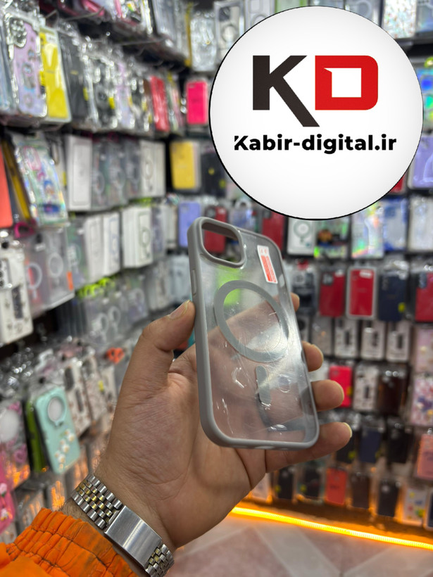 قاب گوشی iPhone 13/14/15 آیفون اورجینال شفاف مگ سیف Magsafe اورجینال طوسی