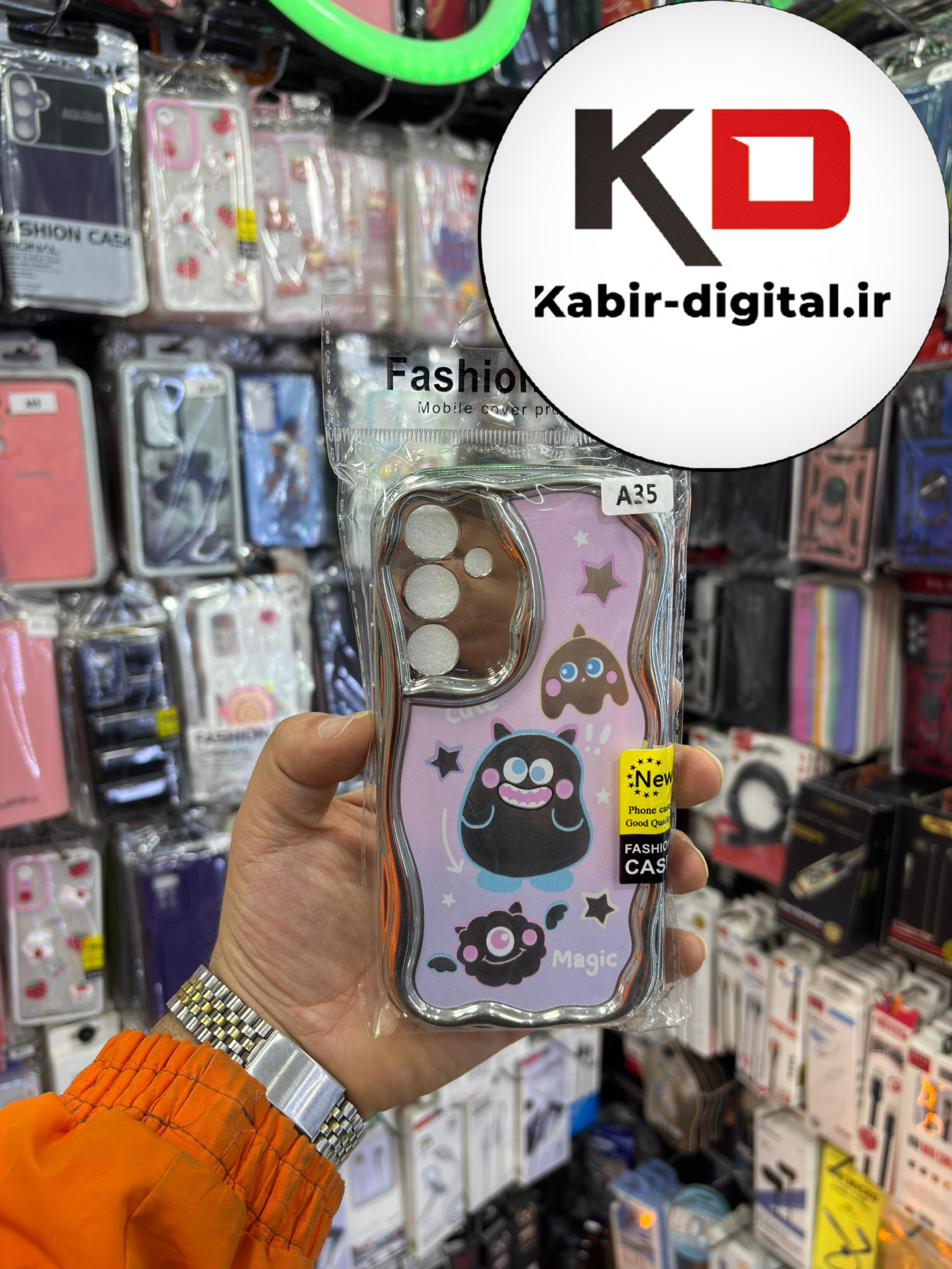 قاب گوشی Galaxy A35 سامسونگ طرح کرومی بالشتی طرح گربه ملوس محافظ لنز دار