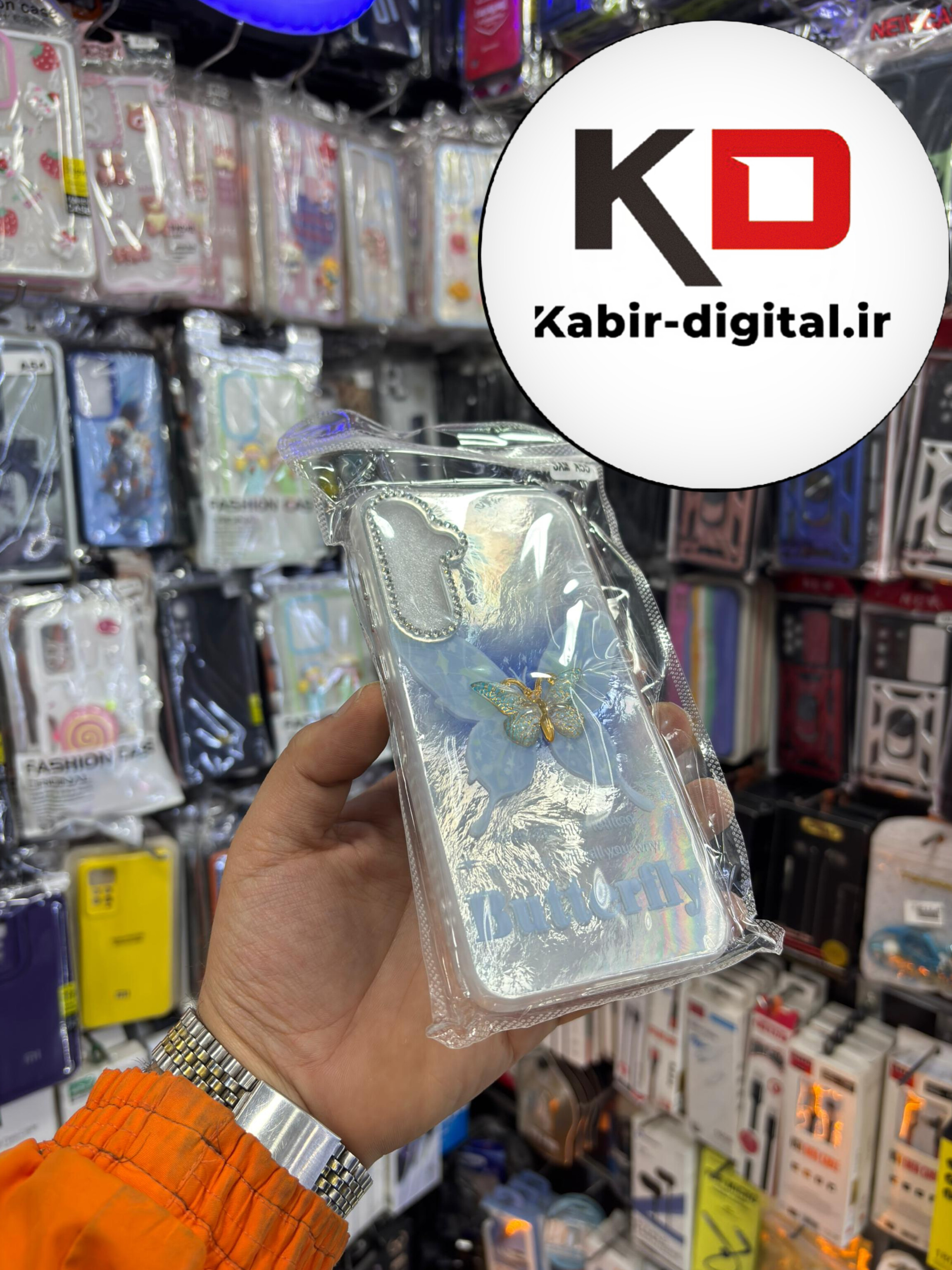 قاب گوشی Galaxy A55 / A35 سامسونگ هولوگرامی اورجینال دور سیلیکونی طرح پروانه رنگی برجسته سه بعدی