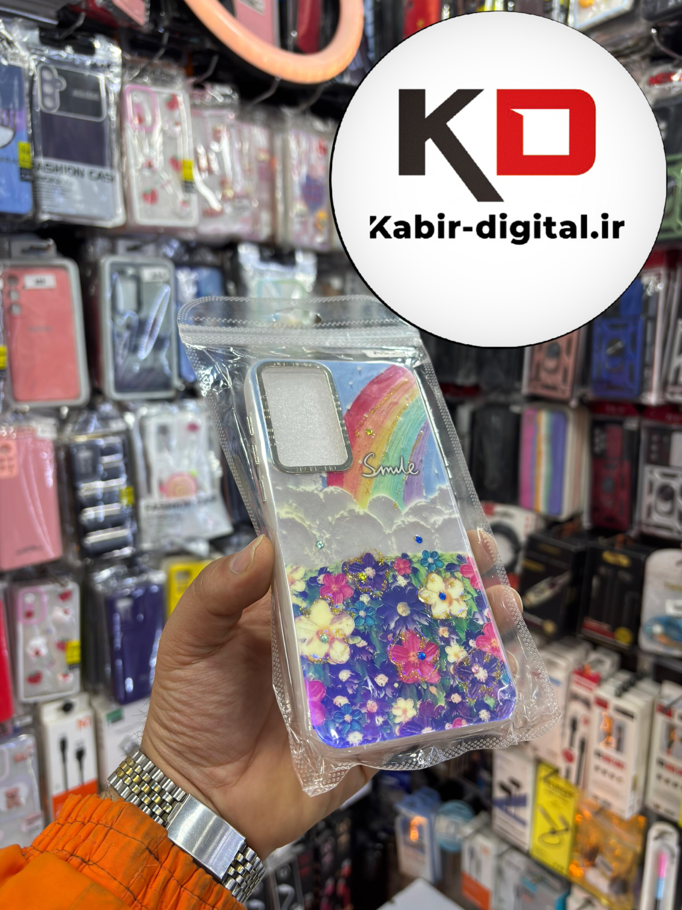 قاب گوشی Galaxy A55 / A35 سامسونگ لیزری اورجینال لنز کرومی طرح گل نگین دار لاکچری