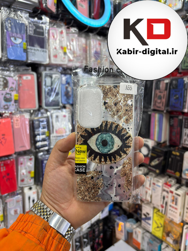 قاب گوشی Galaxy A55 / A35 سامسونگ لیزری اورجینال لنز کرومی طرح چشم لاکچری