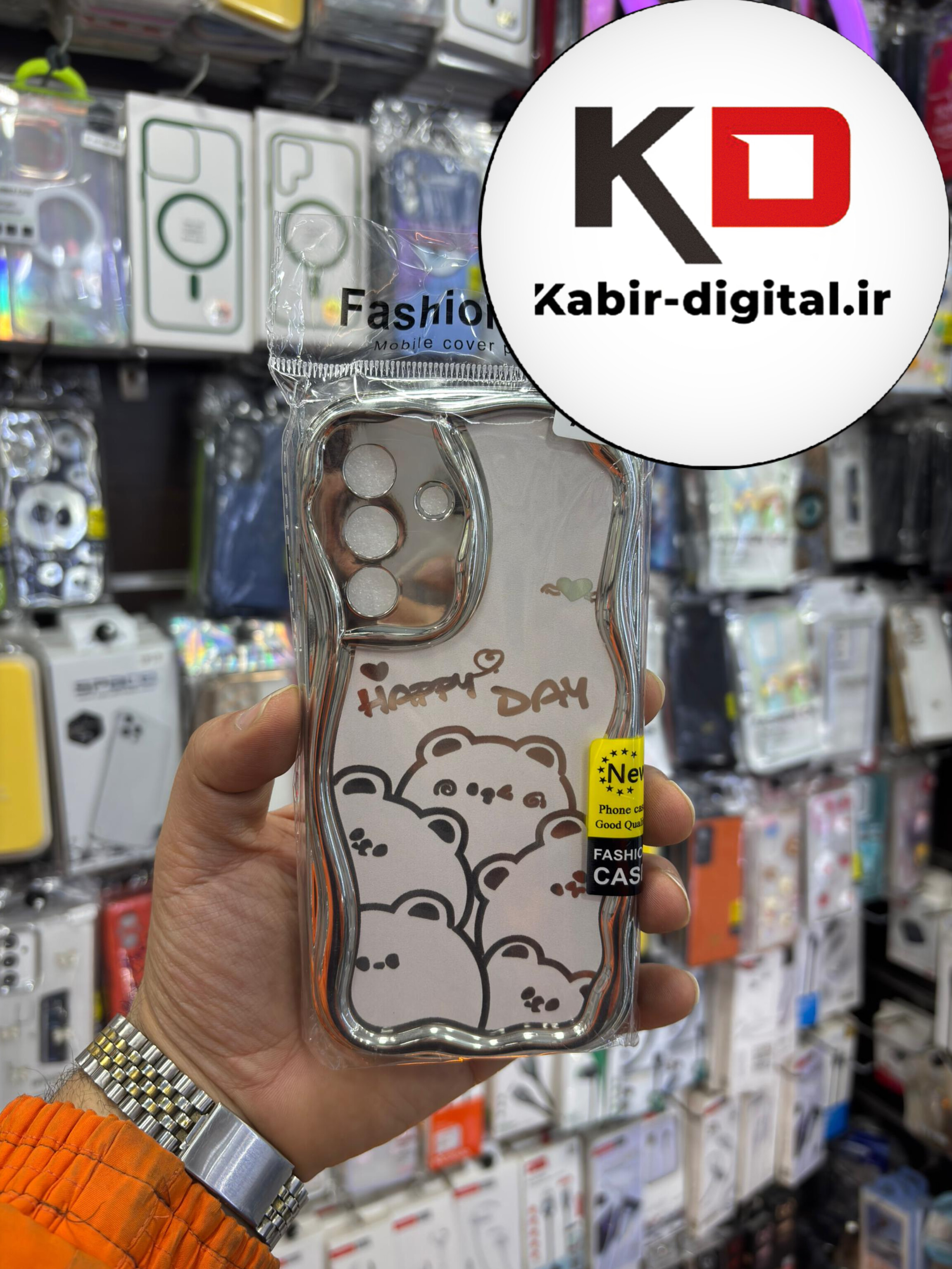 قاب گوشی Galaxy A56 سامسونگ  طرح کرومی بالشتی طرح خرس محافظ لنز دار