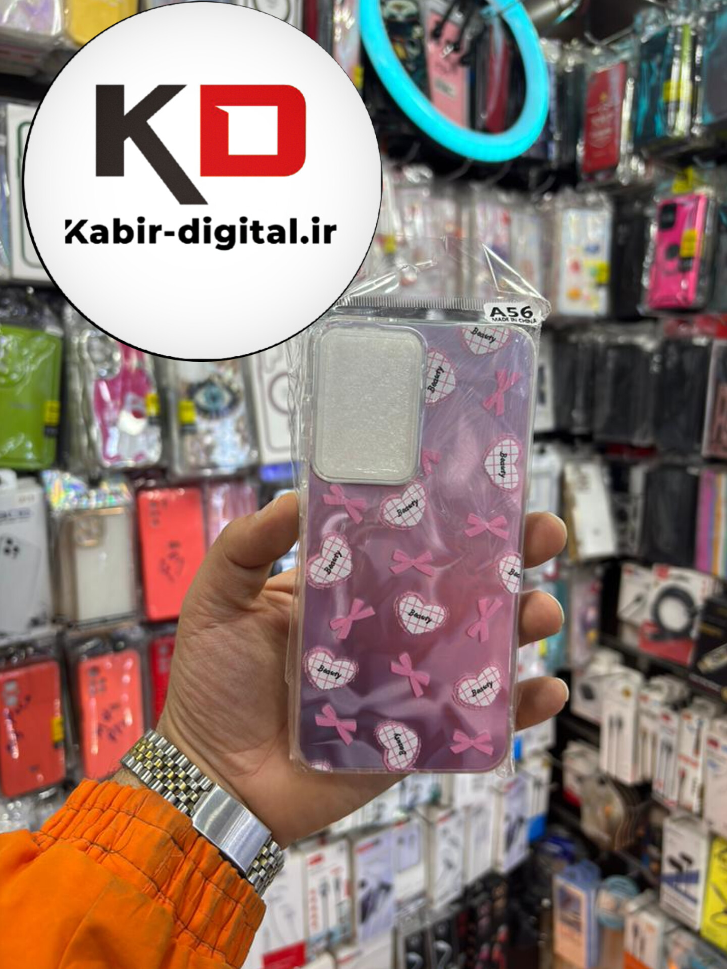 قاب گوشی Galaxy A36 / A56 سامسونگ 3D Wave Case طرح سه بعدی موج لنز برجسته قلب صورتی