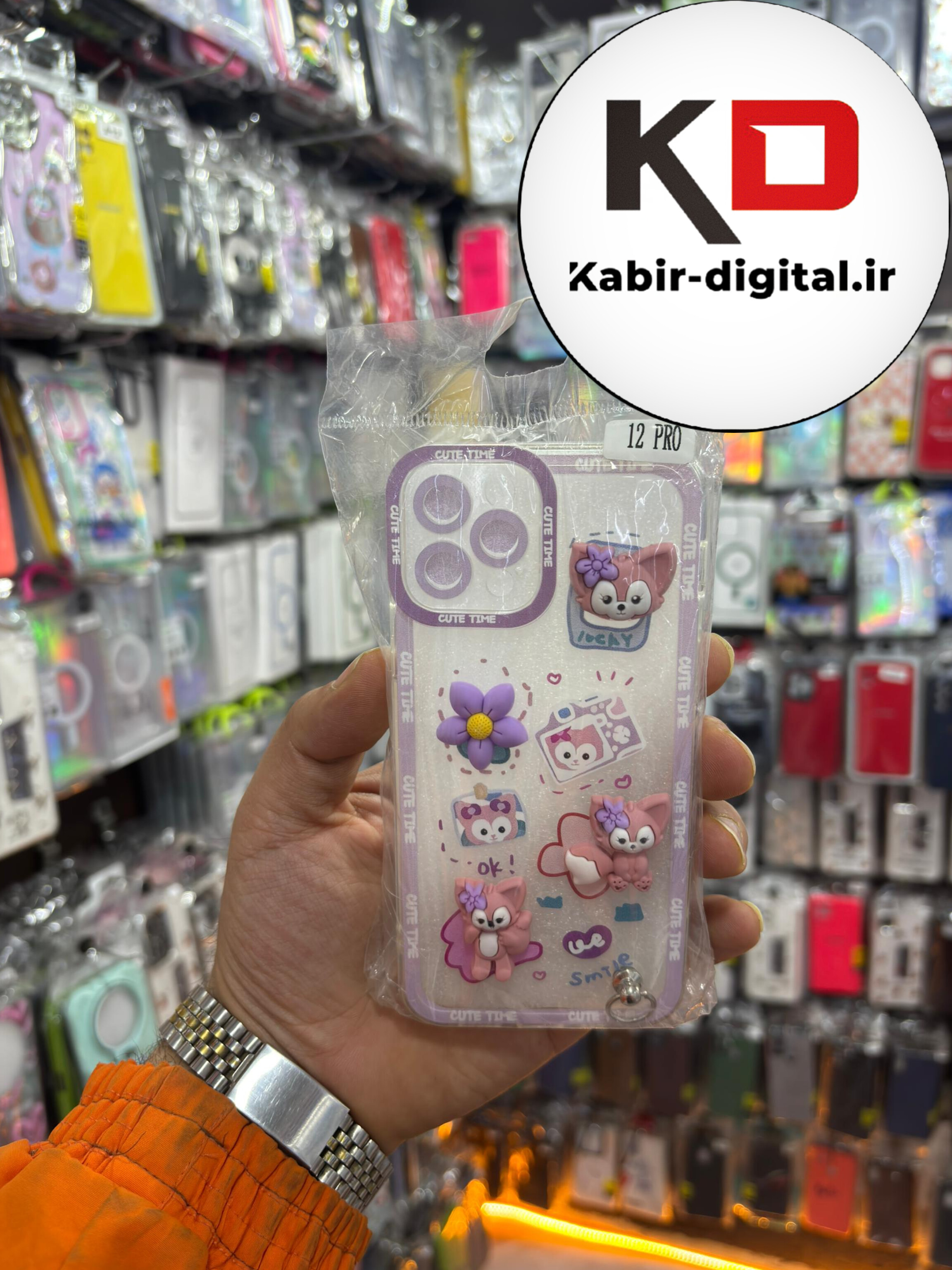 قاب گوشی iPhone 12 pro آیفون طرح عروسکی سه بعدی شفاف TPU کپسولی محافظ لنز دار آویزدار