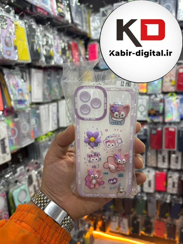 قاب گوشی iPhone 12 pro آیفون طرح عروسکی سه بعدی شفاف TPU کپسولی محافظ لنز دار آویزدار