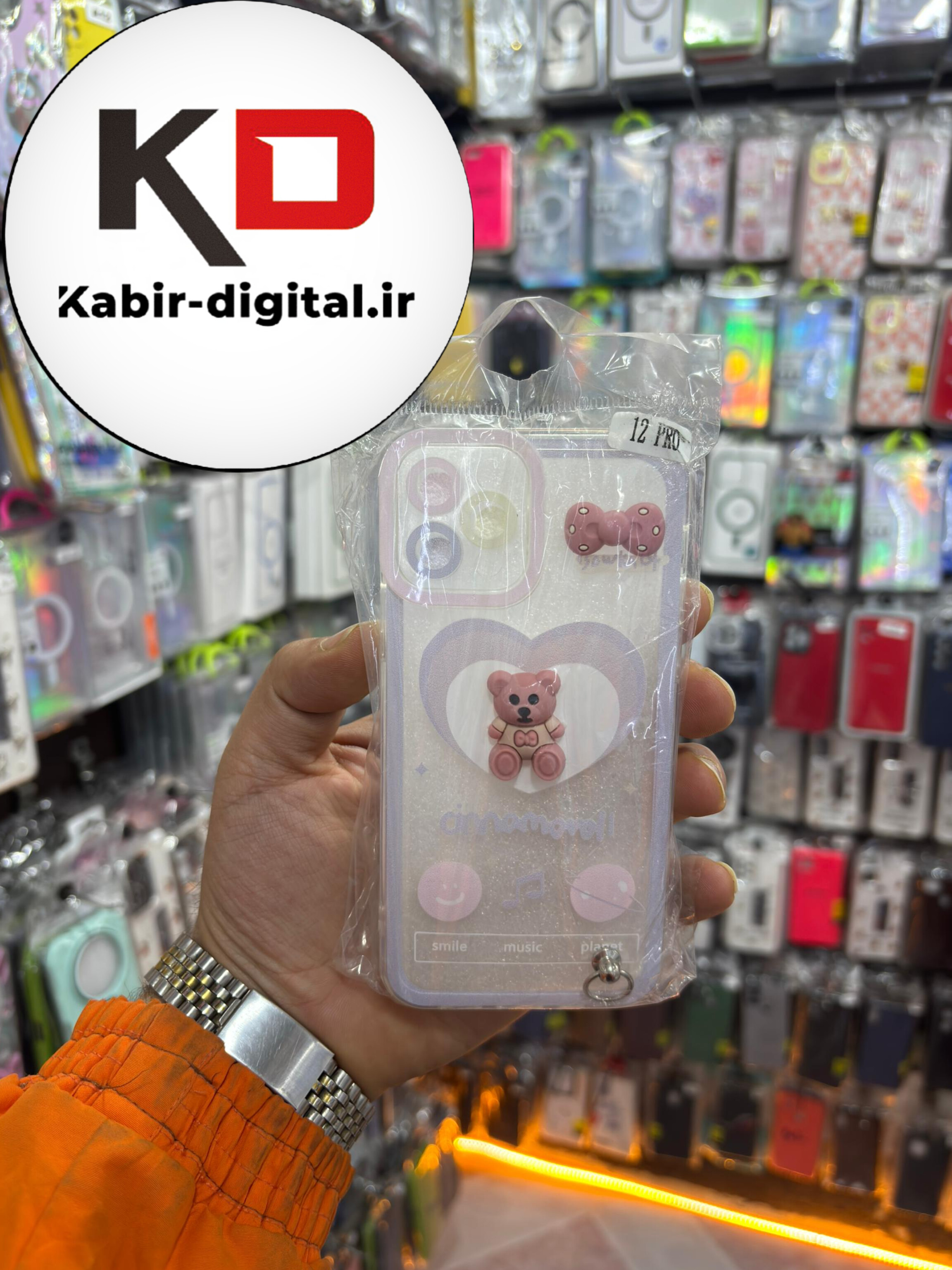 قاب گوشی iPhone 12 pro آیفون طرح عروسکی سه بعدی شفاف TPU کپسولی محافظ لنز دار آویزدار