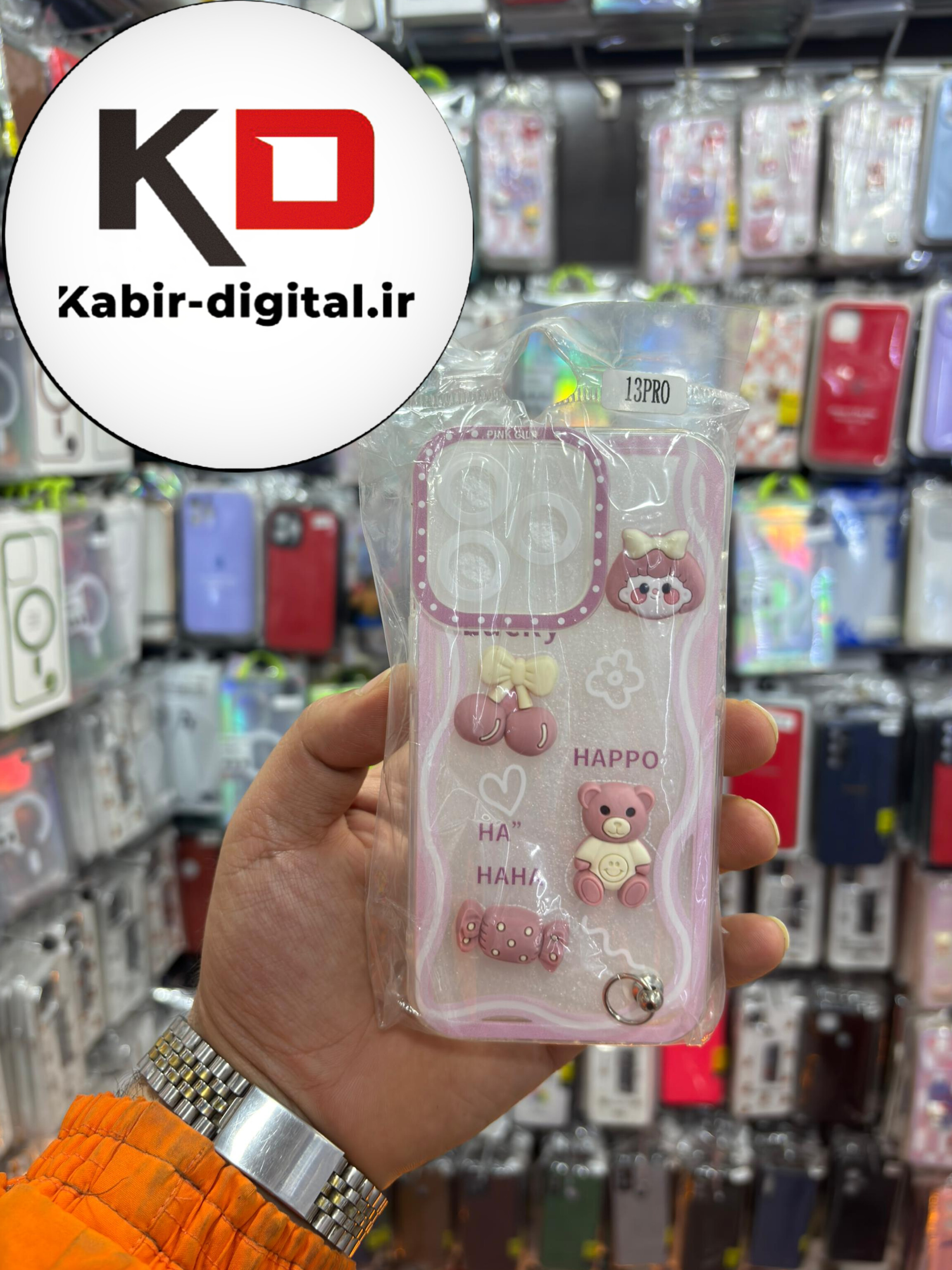 قاب گوشی iPhone 13 pro آیفون طرح عروسکی سه بعدی شفاف TPU کپسولی محافظ لنز دار آویزدار
