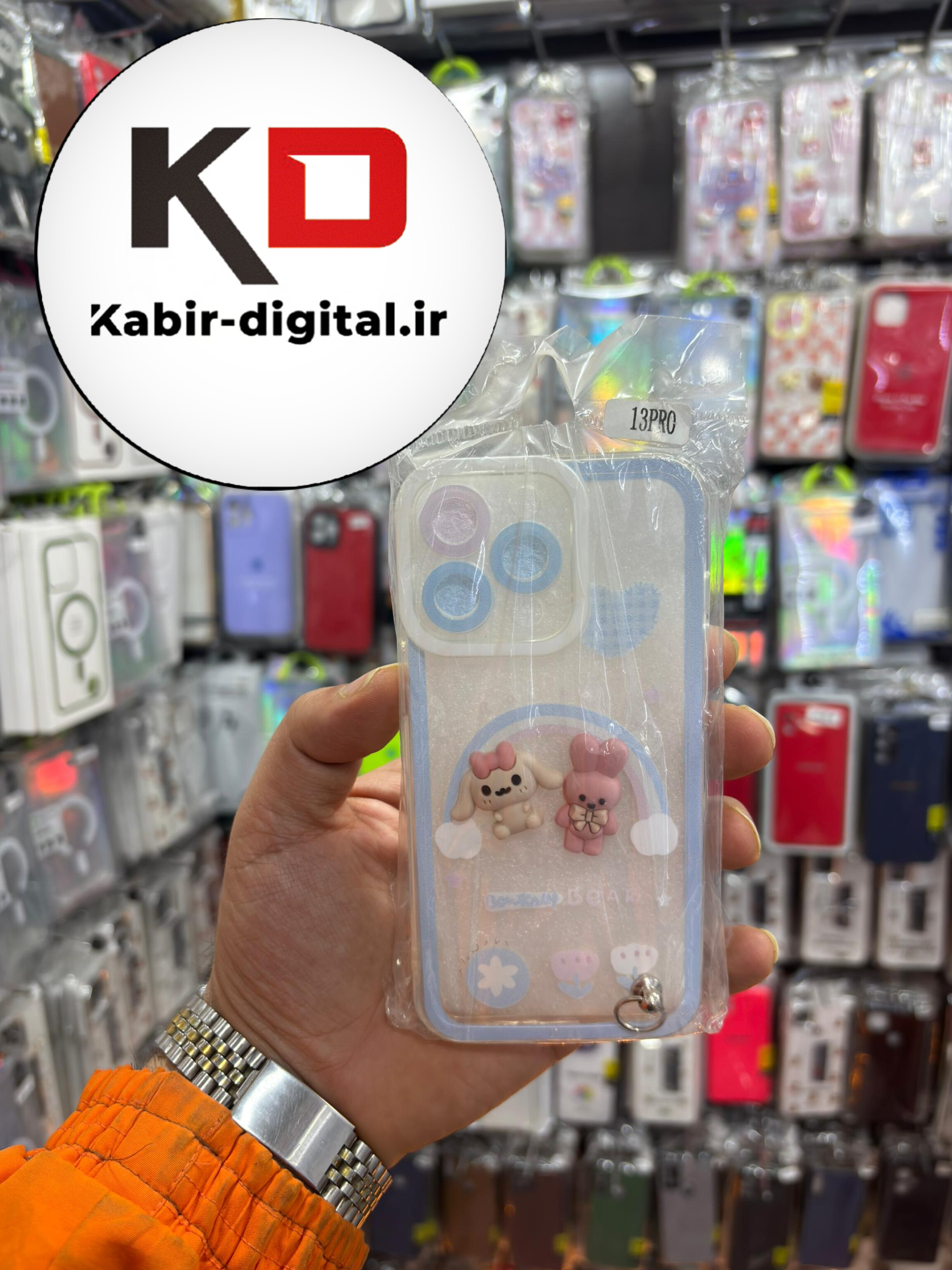 قاب گوشی iPhone 13 pro آیفون طرح عروسکی سه بعدی شفاف TPU کپسولی محافظ لنز دار آویزدار