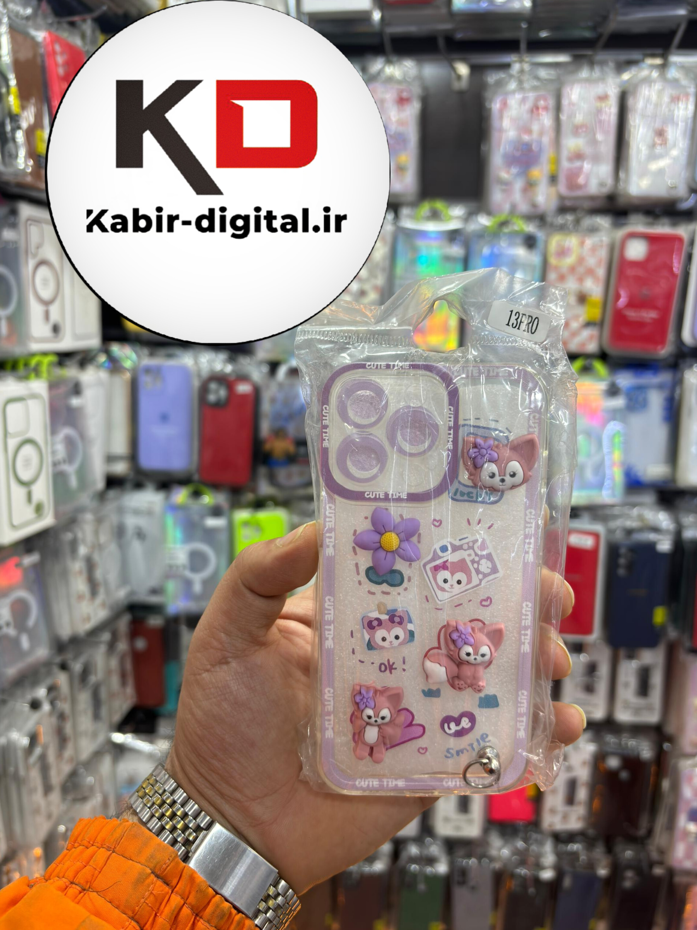 قاب گوشی iPhone 13 pro آیفون طرح عروسکی سه بعدی شفاف TPU کپسولی محافظ لنز دار آویزدار