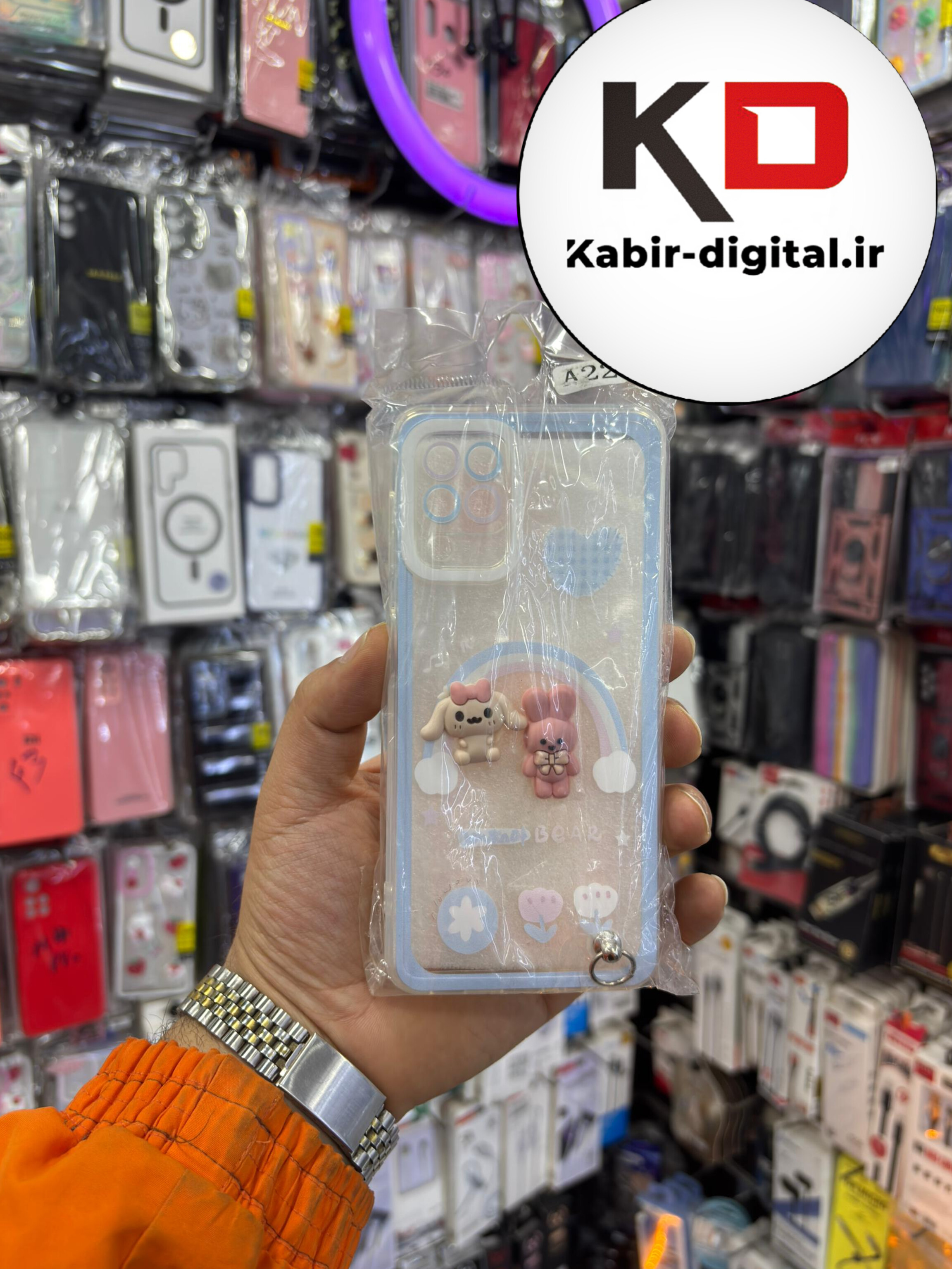 قاب گوشی Galaxy A22 4G سامسونگ طرح عروسکی سه بعدی شفاف TPU کپسولی محافظ لنز دار طرح پینترسی به همراه آویز