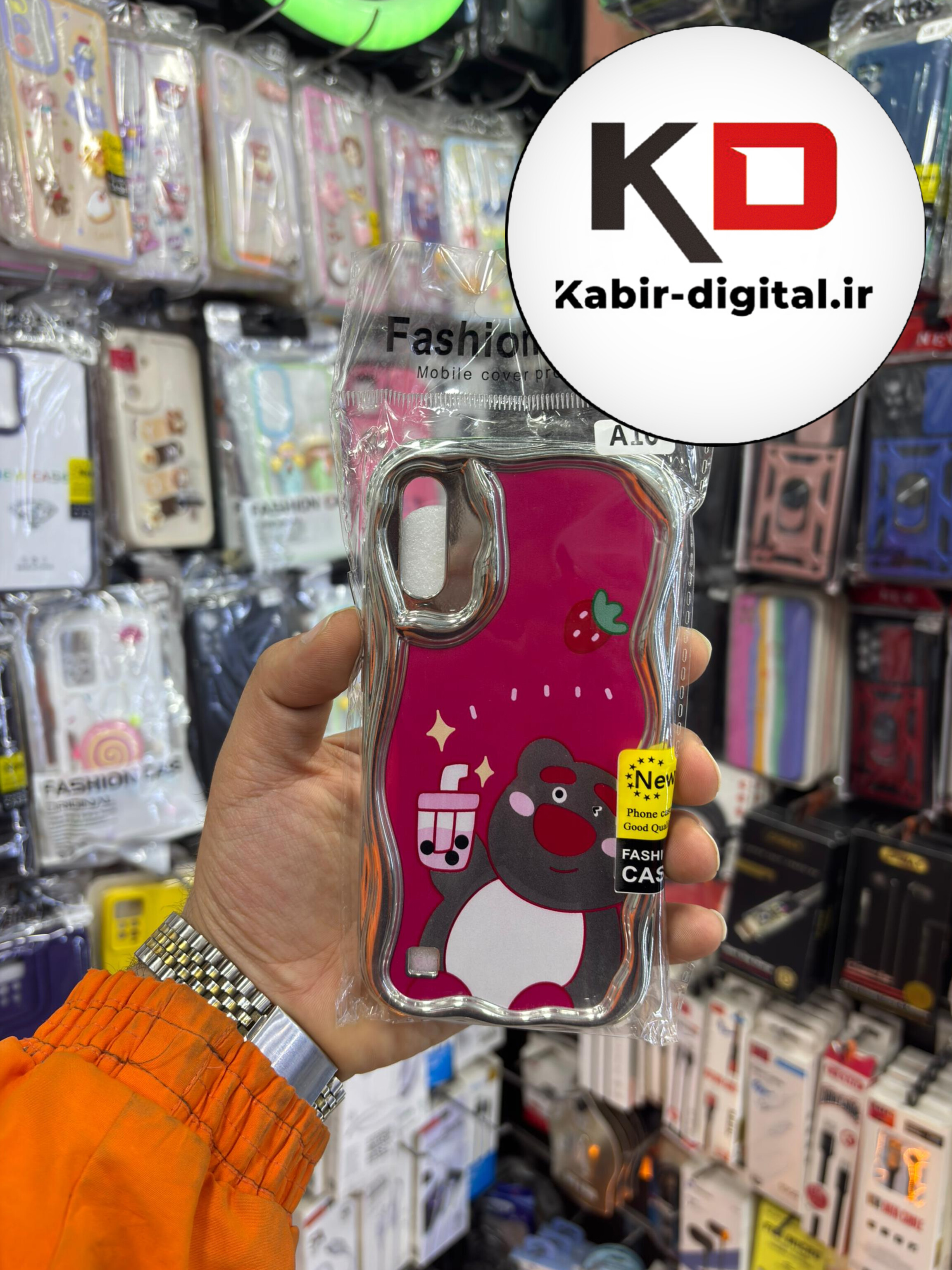 قاب گوشی  Galaxy A10/M10 سامسونگ طرح کرومی بالشتی طرح خرس صورتی