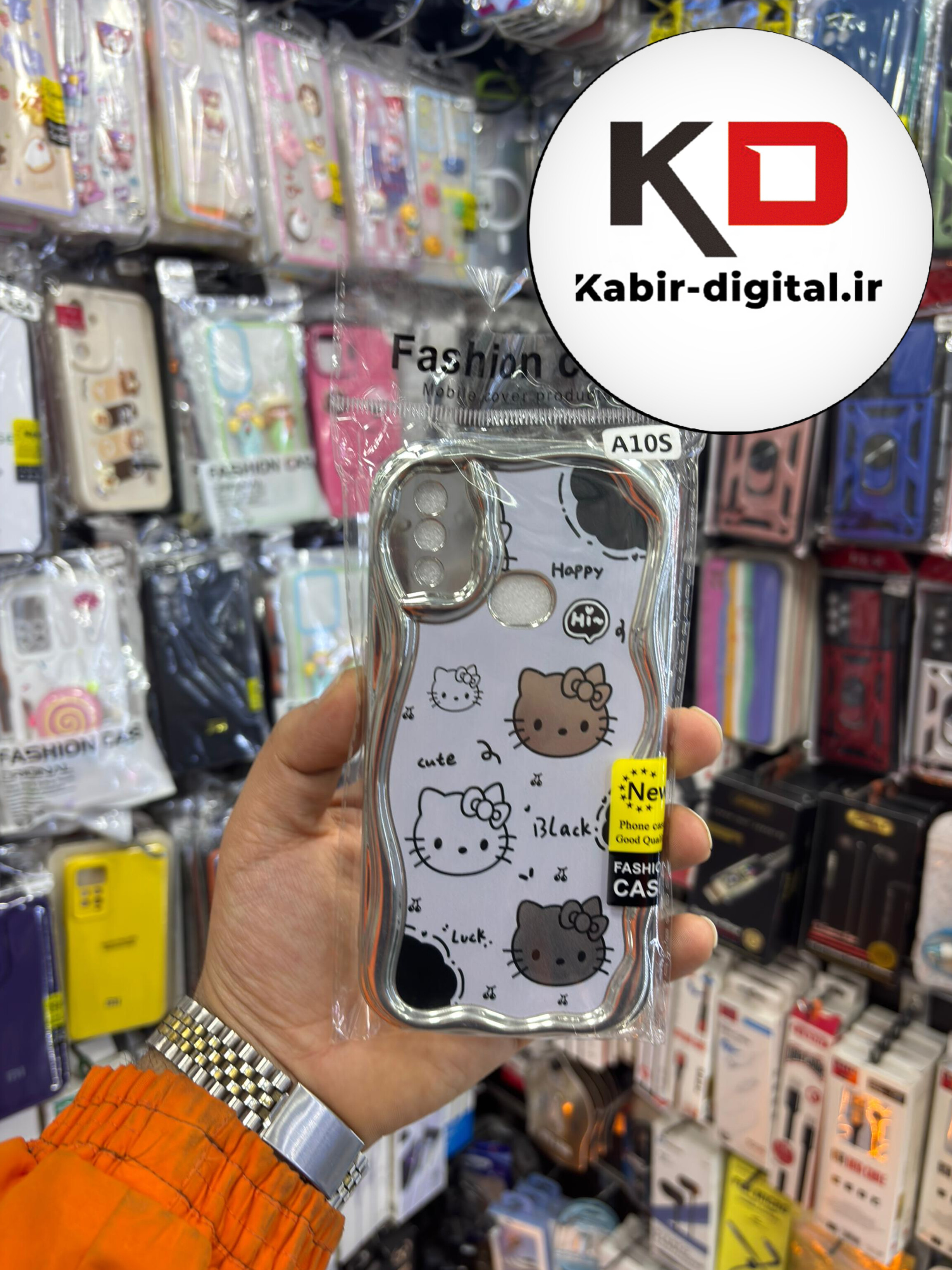قاب گوشی Galaxy A10s سامسونگ طرح کرومی بالشتی طرح عروسکی هلو کیتی محافظ لنز دار
