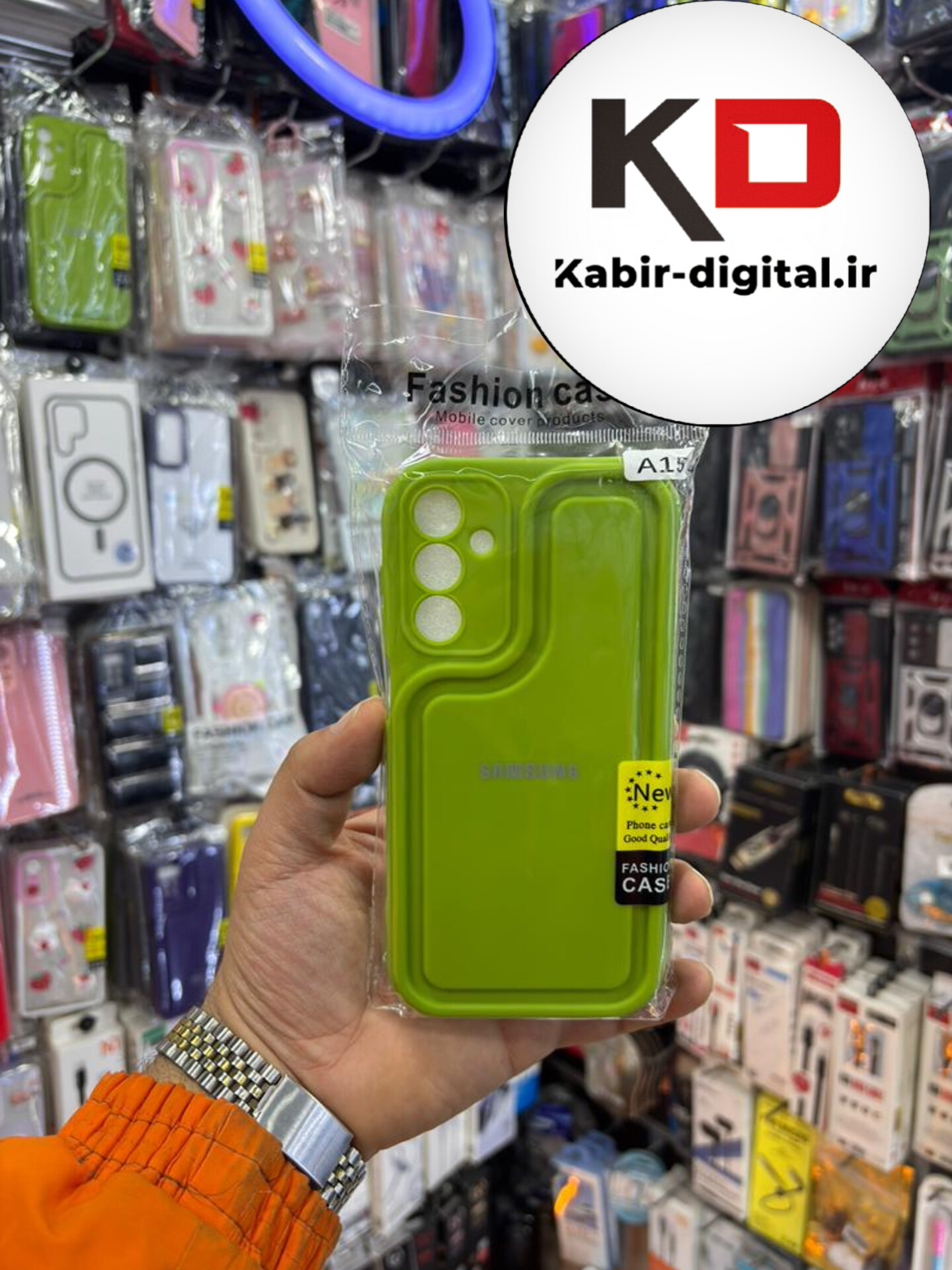 قاب گوشی Galaxy A15 سامسونگ طرح سیلیکونی Solid جدید محافظ لنزدار سبز فسفری