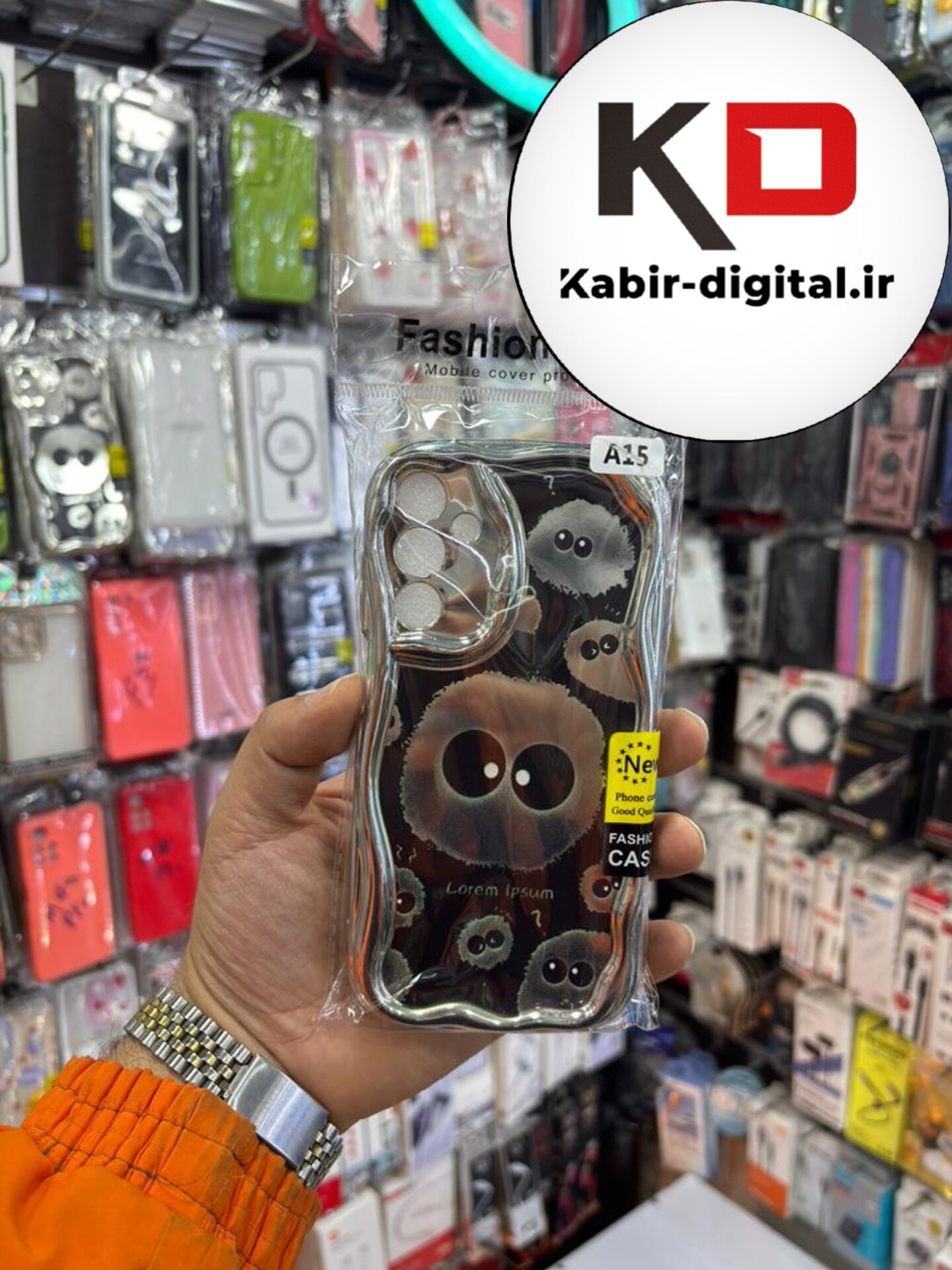 قاب گوشی Galaxy A15 سامسونگ طرح کرومی بالشتی طرحدار محافظ لنز دار