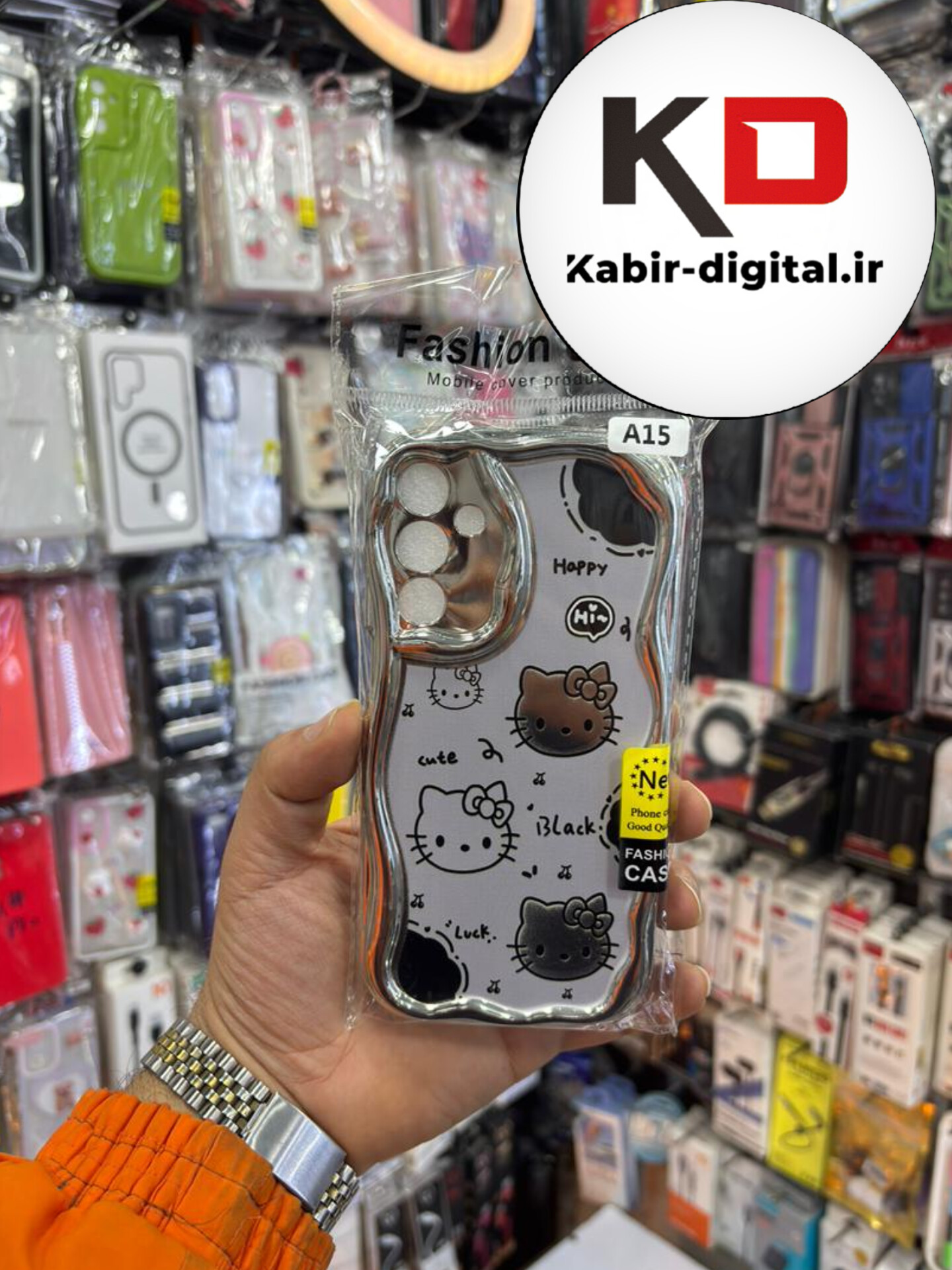 قاب گوشی Galaxy A15 سامسونگ طرح کرومی بالشتی طرح هلو کیتی محافظ لنز دار