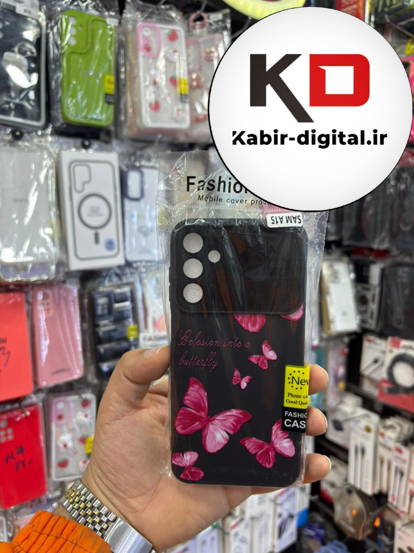 قاب گوشی Galaxy A15 سامسونگ سیلیکونی سه بعدی برجسته محافظ لنز دار طرح پروانه مشکی