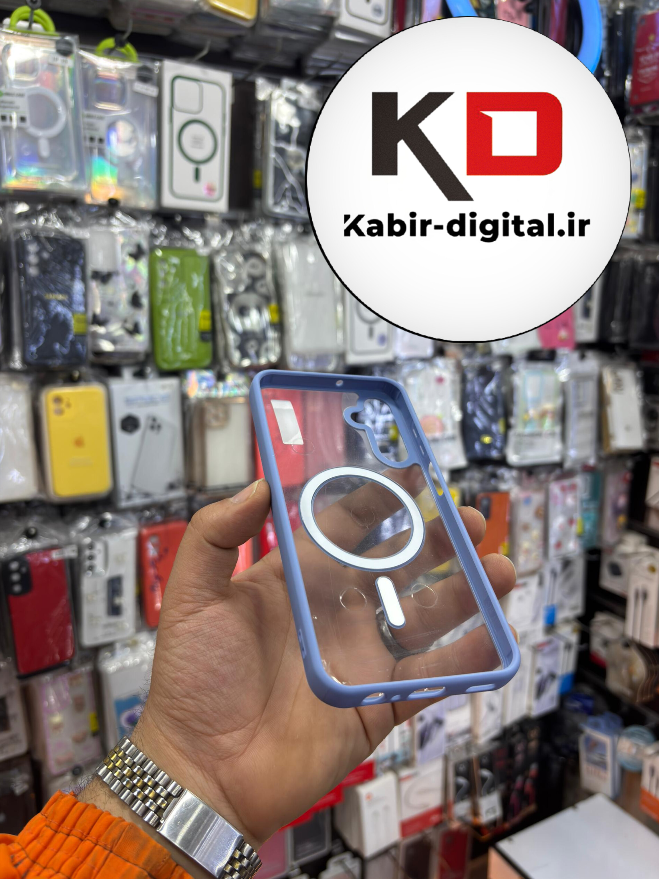 قاب گوشی Galaxy A15 سامسونگ اورجینال شفاف مگ سیف Magsafe اورجینال آبی