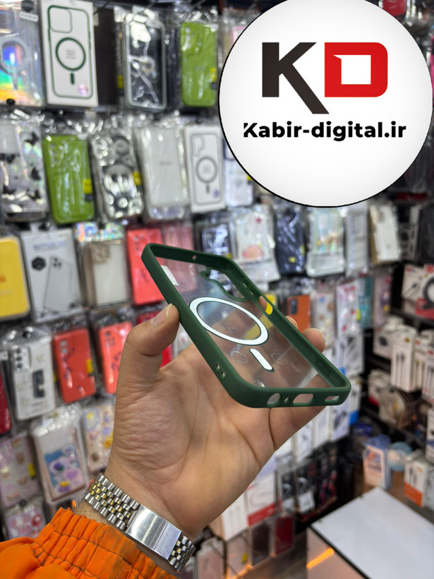 قاب گوشی Galaxy A15 سامسونگ اورجینال شفاف مگ سیف Magsafe اورجینال سبز