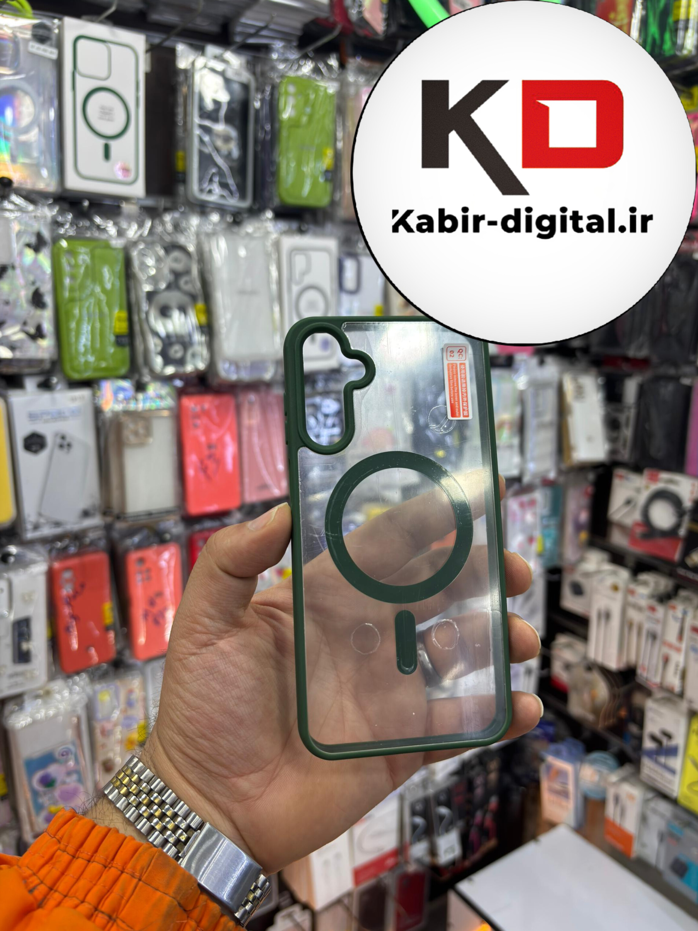 قاب گوشی Galaxy A15 سامسونگ اورجینال شفاف مگ سیف Magsafe اورجینال سبز