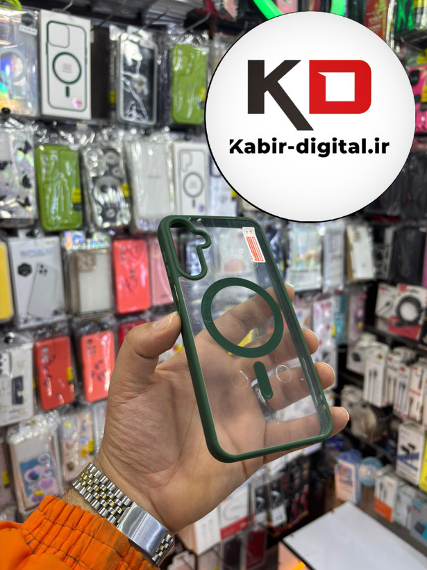 قاب گوشی Galaxy A15 سامسونگ اورجینال شفاف مگ سیف Magsafe اورجینال سبز