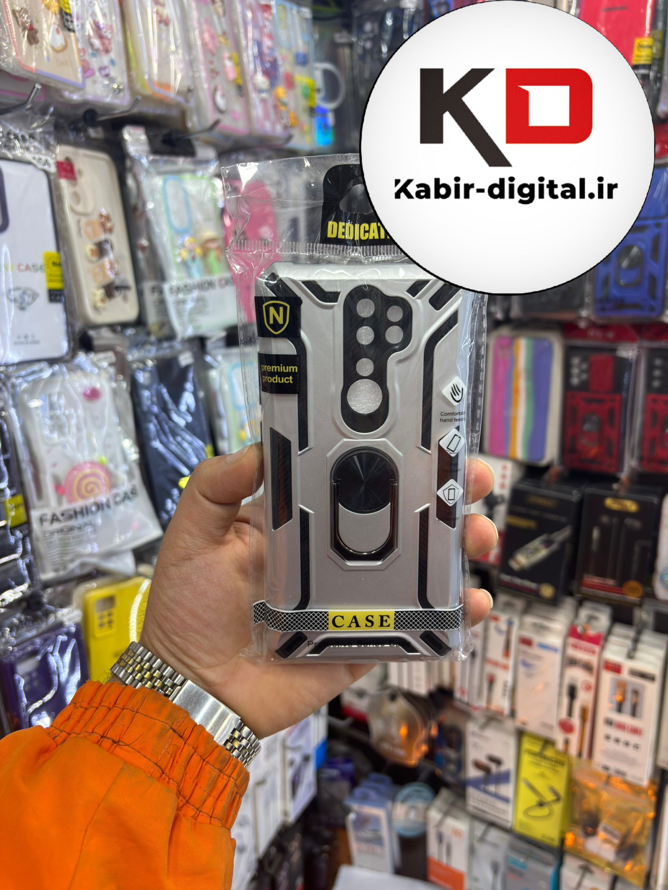 قاب گوشی Note 8 pro شیائومی طرح ضد ضربه بتمن هولدر دار محافظ لنز دار ایربگ دار - نقره ایی