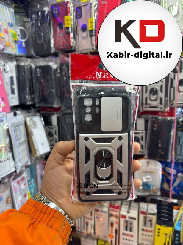 قاب گوشی MI Note 10 Pro 5g - Poco X3 gtشیائومی طرح ضد ضربه بتمن هولدر دار محافظ لنز دار ایربگ دار کشویی - استخونی