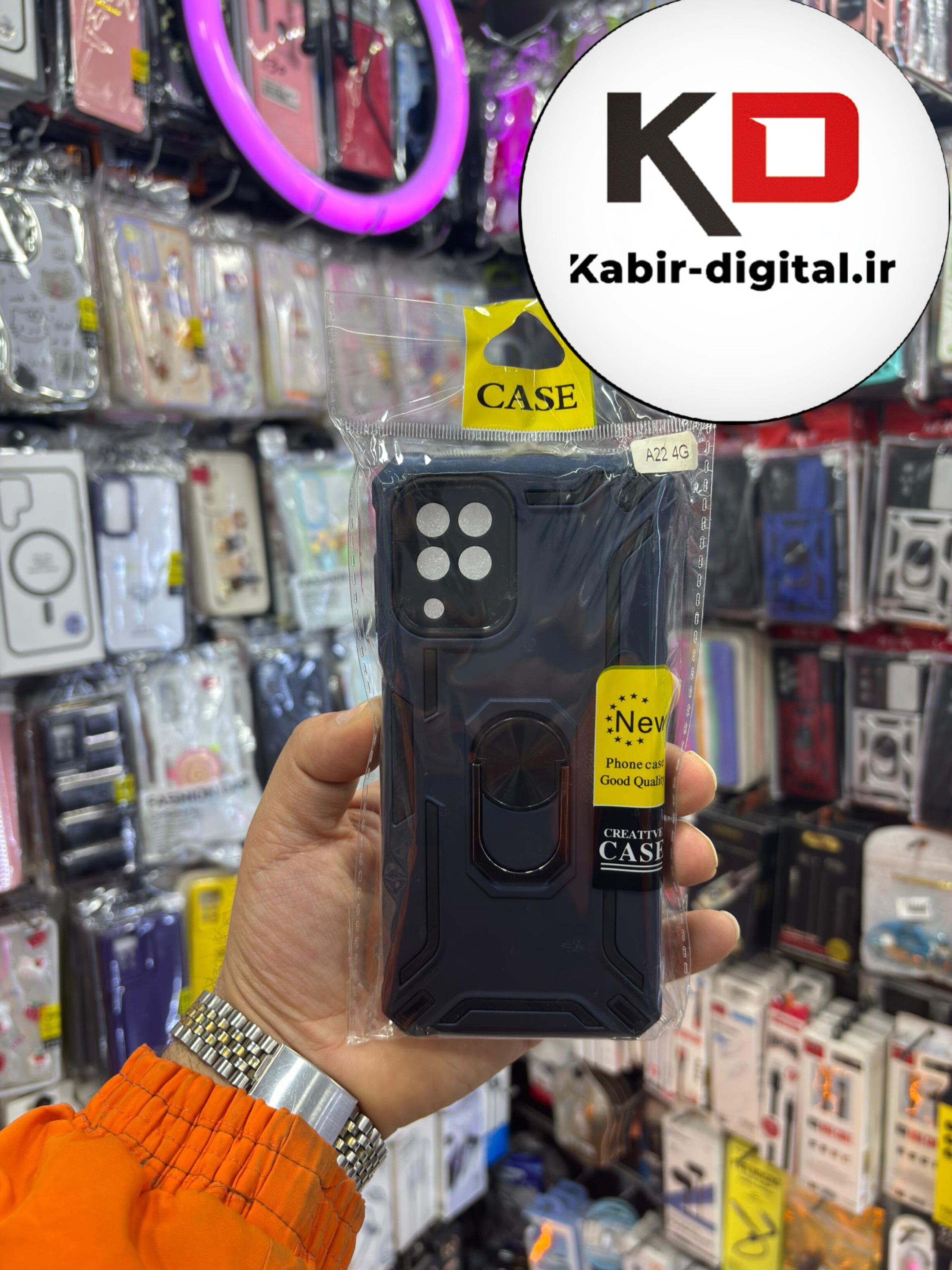 قاب گوشی Galaxy A22 4g / M32  سامسونگ طرح ضد ضربه بتمن هولدر دار محافظ لنز دار ایربگ دار سرمه ایی