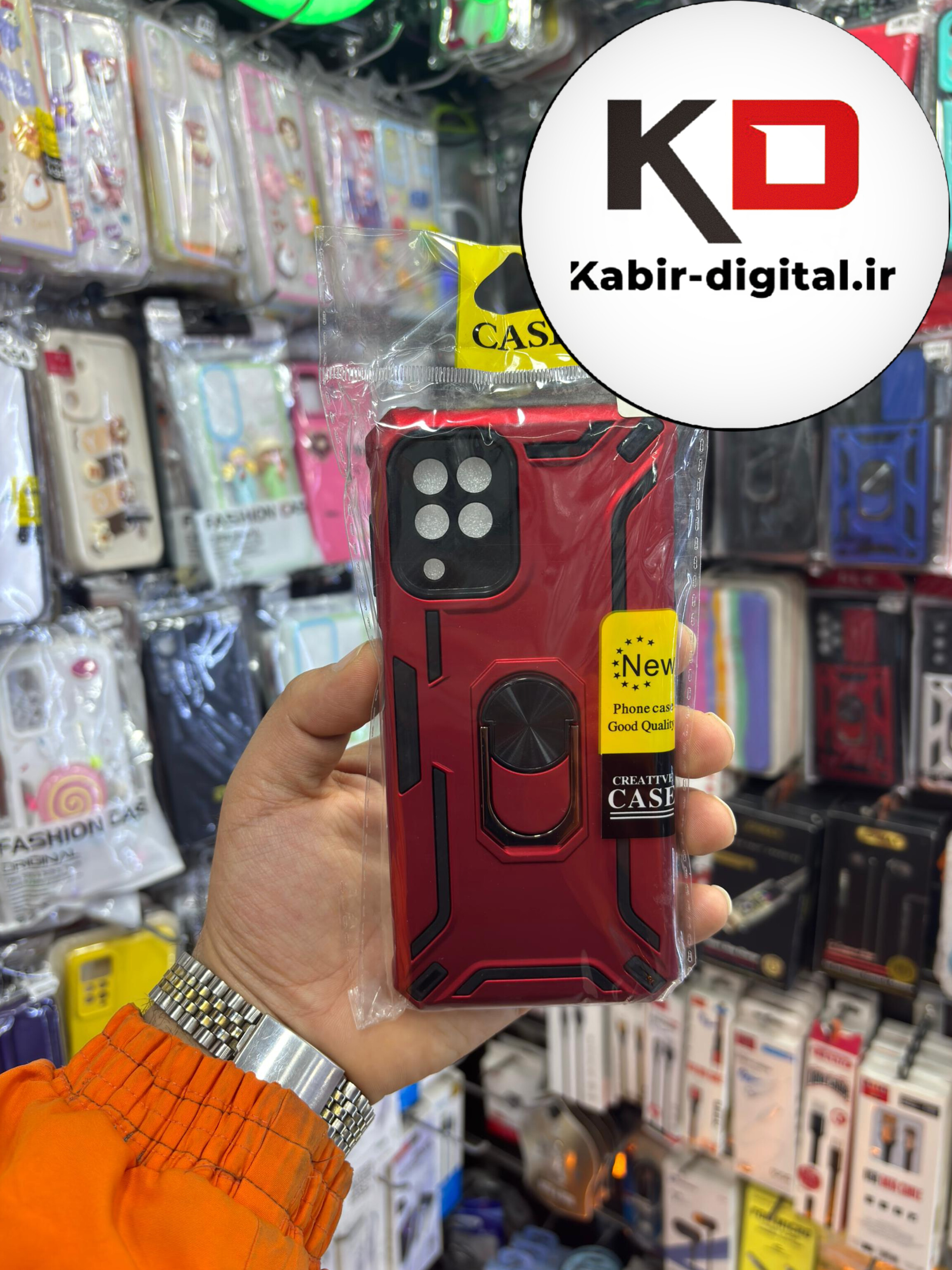 قاب گوشی Galaxy A22 4g / M32  سامسونگ طرح ضد ضربه بتمن هولدر دار محافظ لنز دار ایربگ دار قرمز