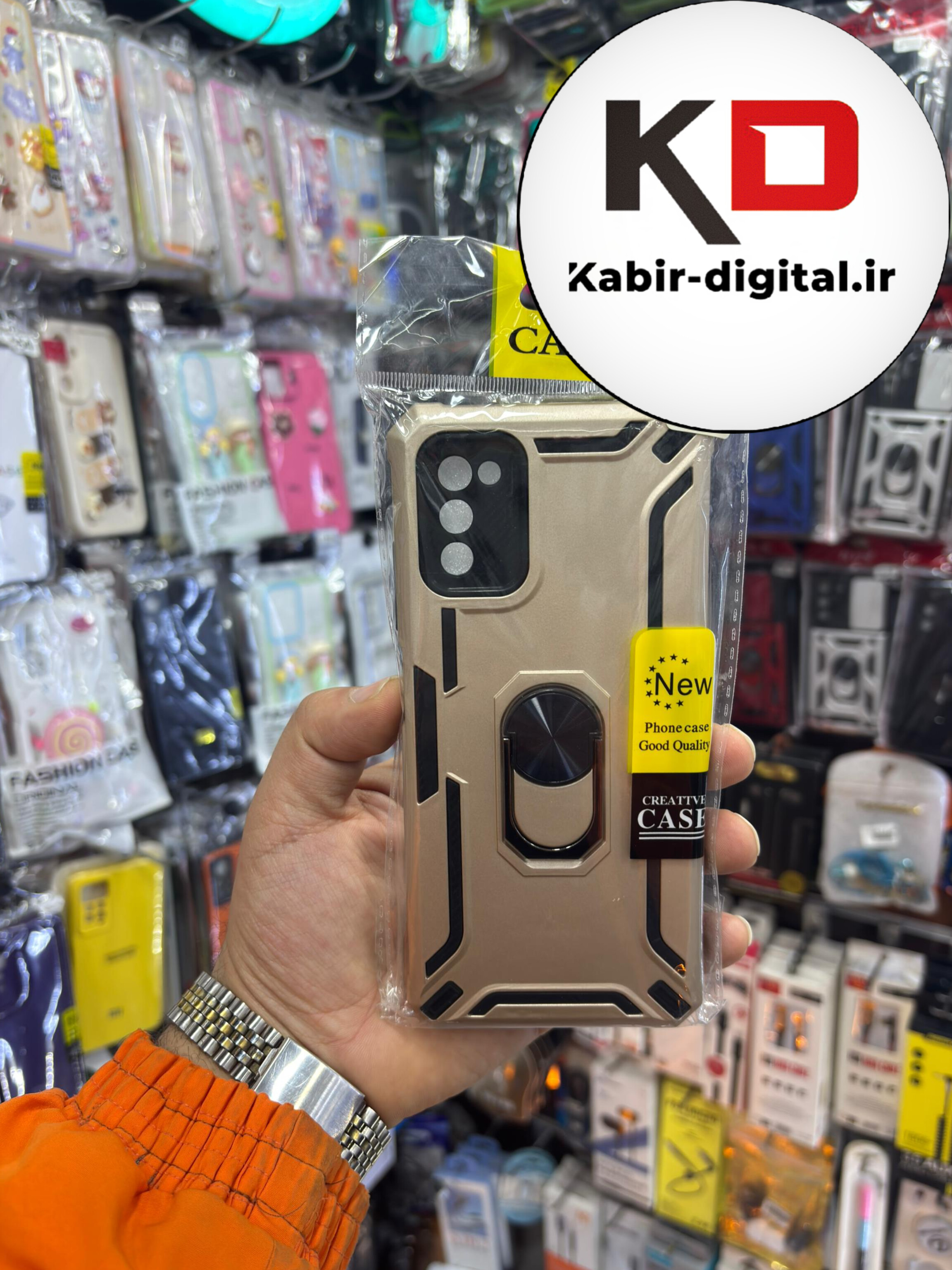 قاب گوشی Galaxy A02s / A03s سامسونگ طرح ضد ضربه بتمن هولدر دار محافظ لنز دار ایربگ دار طلایی