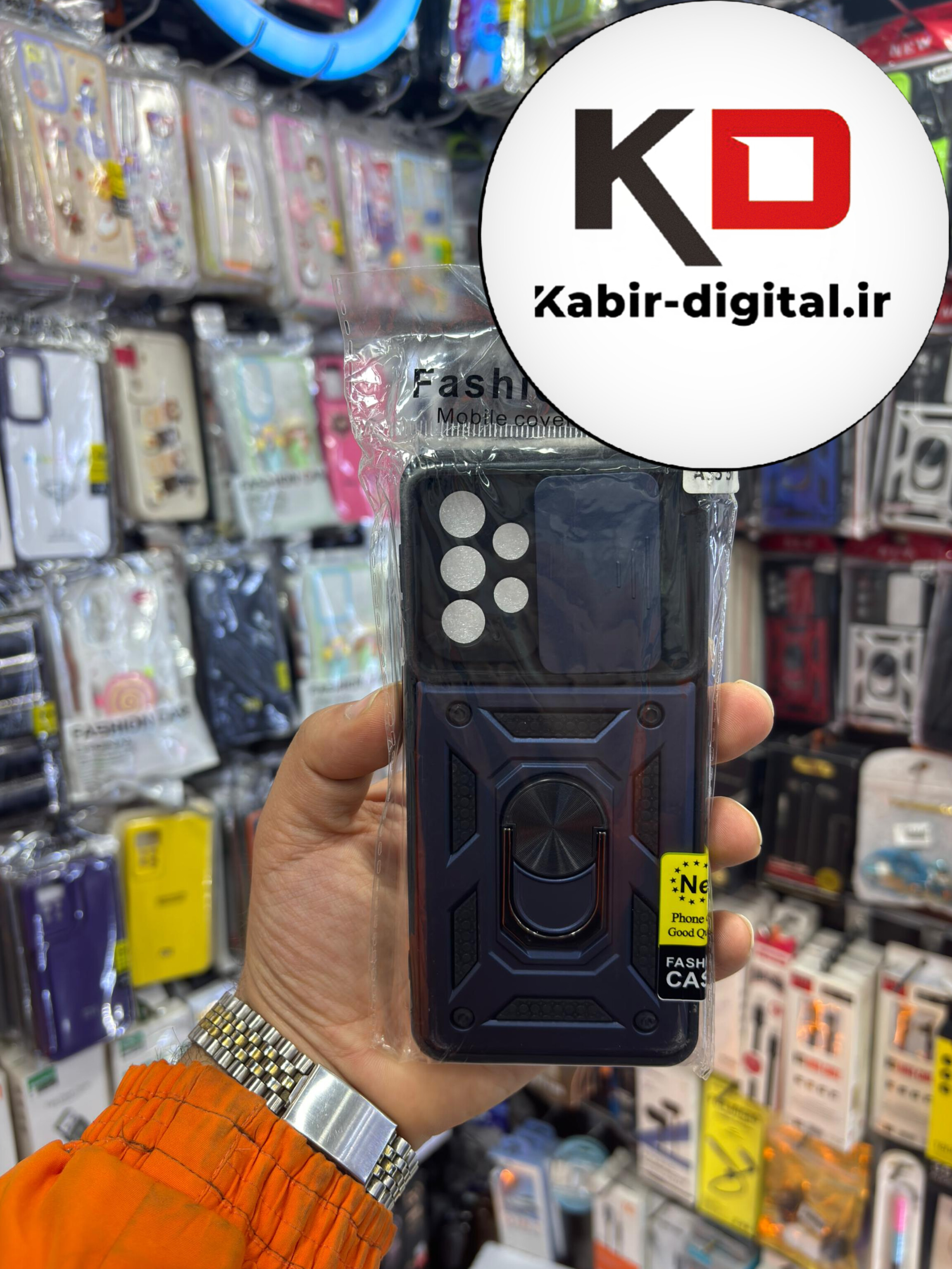 قاب گوشی A33 سامسونگ طرح ضد ضربه بتمن هولدر دار محافظ لنز دار ایربگ دار کشویی - سرمه ایی