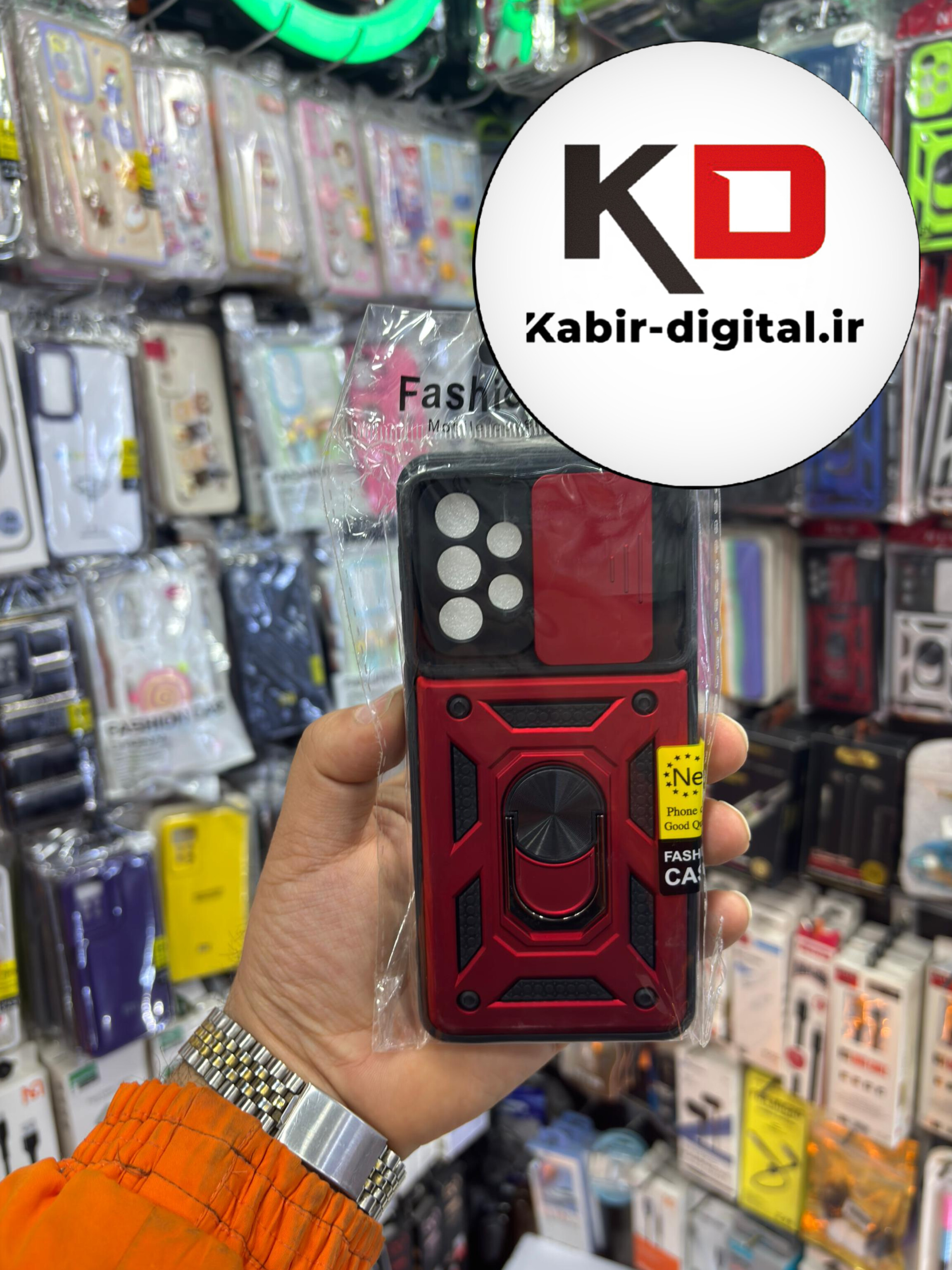 قاب گوشی A33 سامسونگ طرح ضد ضربه بتمن هولدر دار محافظ لنز دار ایربگ دار کشویی - قرمز