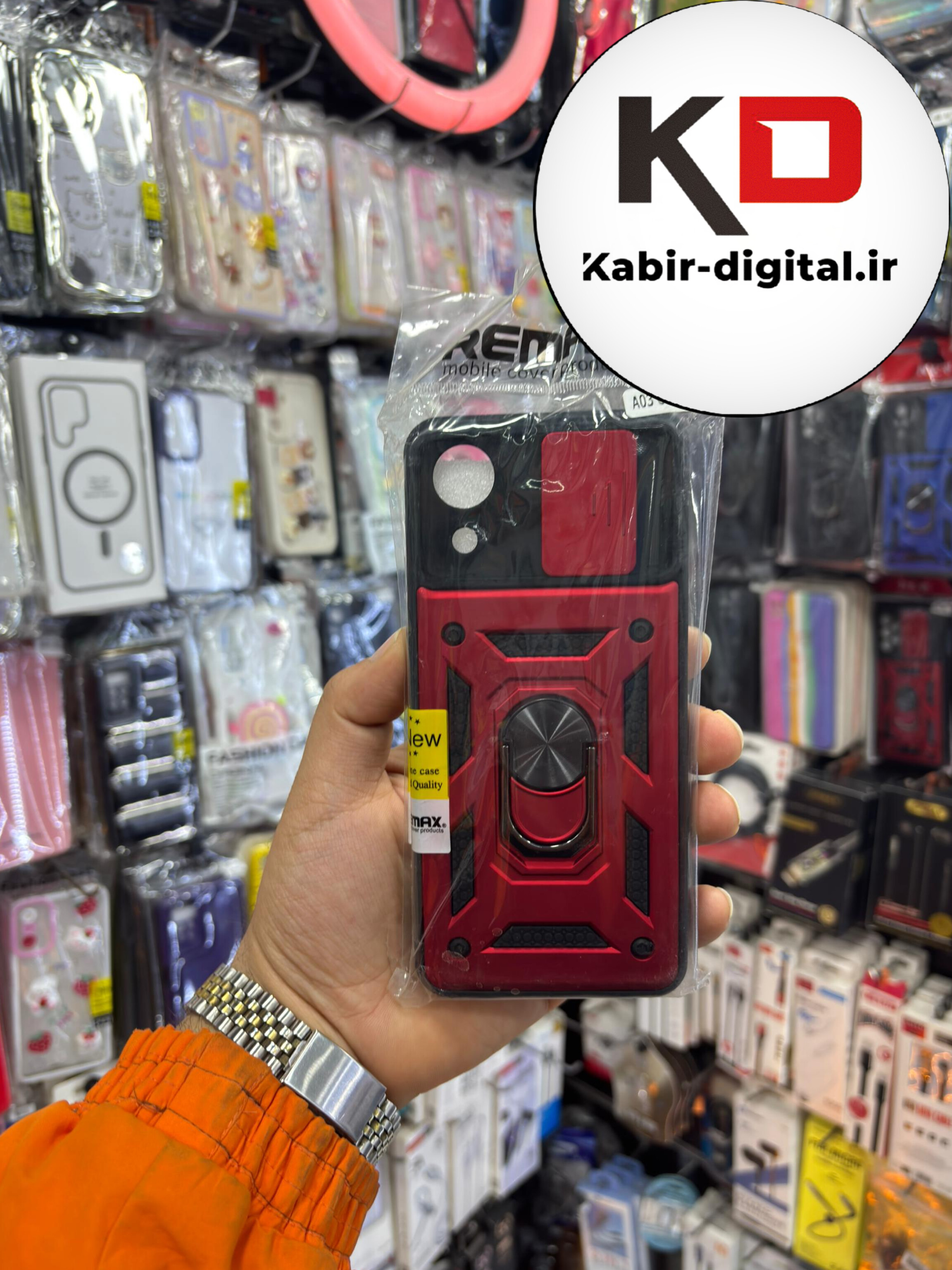 قاب گوشی Galaxy A03 Core سامسونگ طرح ضد ضربه بتمن هولدر دار محافظ لنز دار کشویی قرمز