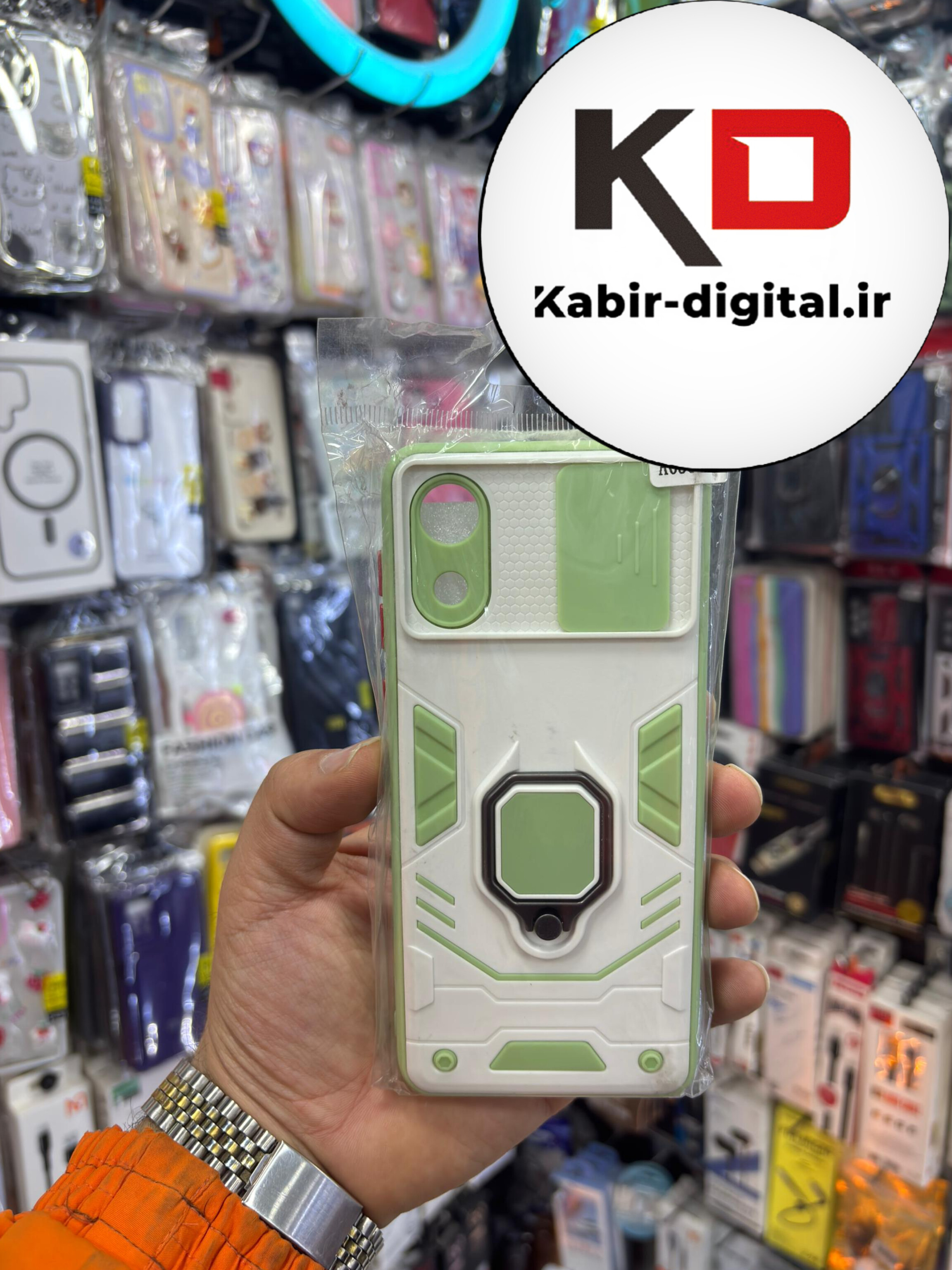 قاب گوشی Galaxy A03 Core سامسونگ طرح ضد ضربه بتمن هولدر دار محافظ لنز دار کشویی سبز سفید