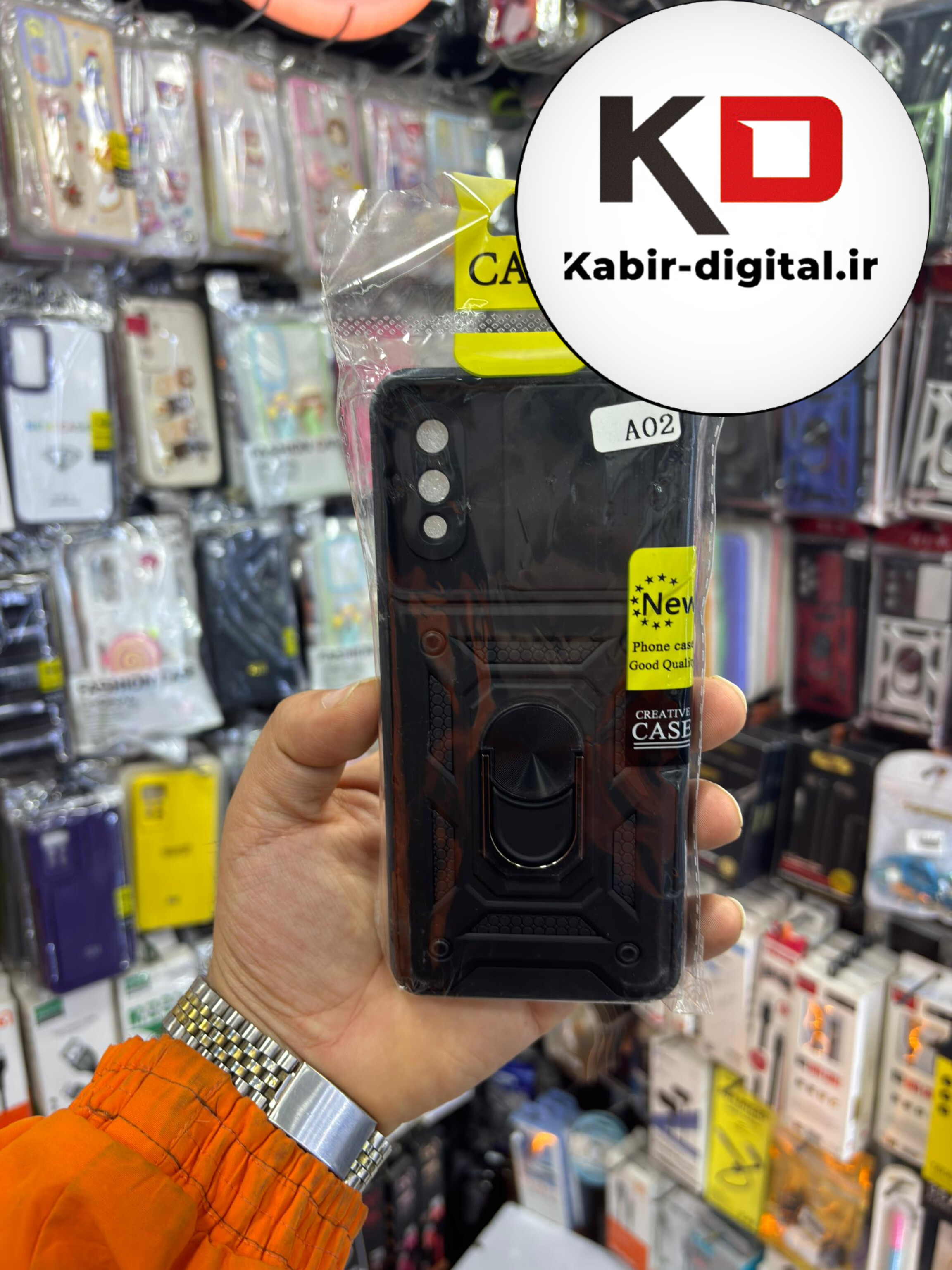 قاب گوشی Galaxy A02 سامسونگ طرح ضد ضربه بتمن هولدر دار محافظ لنز دار کشویی مشکی