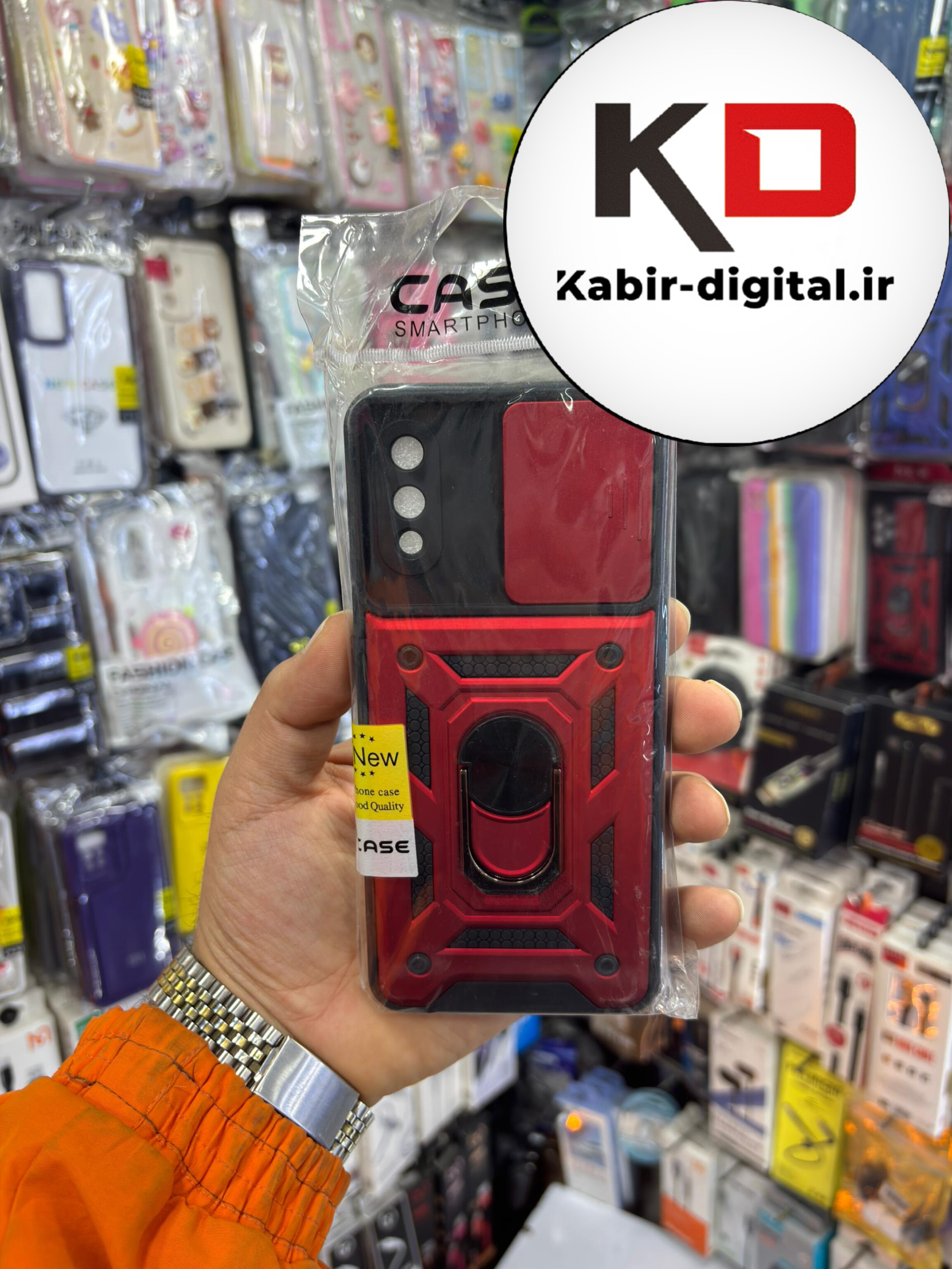 قاب گوشی Galaxy A02 سامسونگ طرح ضد ضربه بتمن هولدر دار محافظ لنز دار کشویی قرمز
