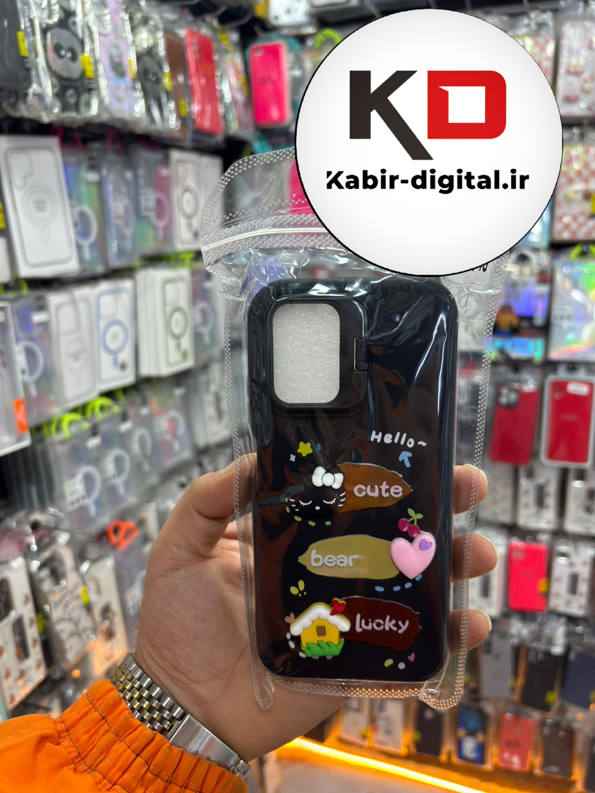 قاب گوشی Redmi Note 10 / Note 10s / poco m5s شیائومی سیلیکونی Stand Case پاستلی عروسکی برجسته مشکی لنز استندشو