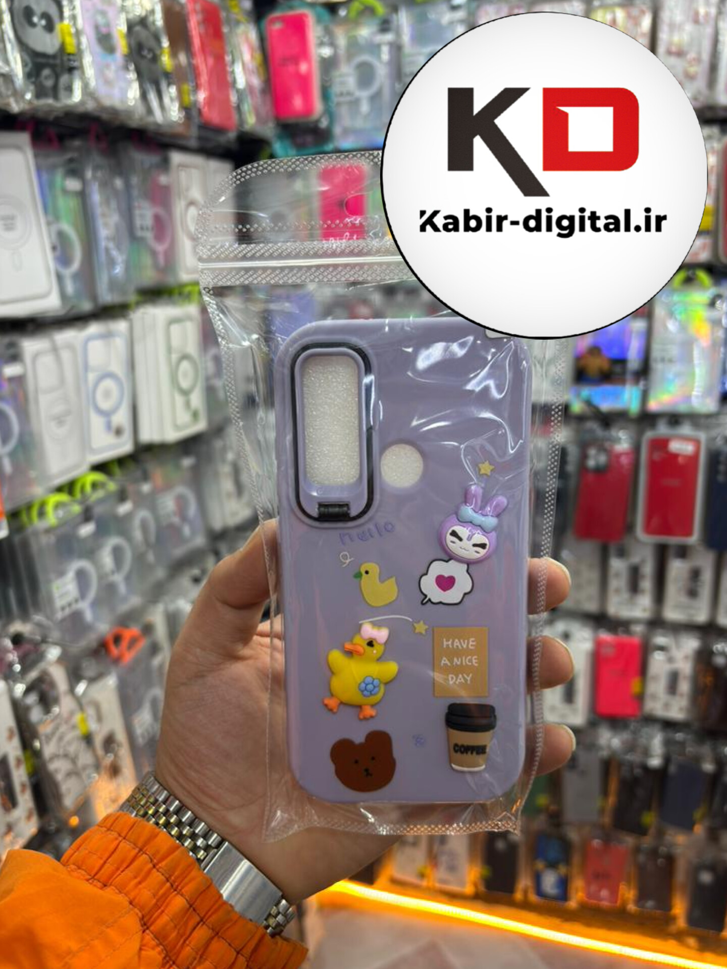 قاب گوشی Redmi Note 8 شیائومی سیلیکونی Stand Case پاستلی عروسکی برجسته بنفش لنز استندشو