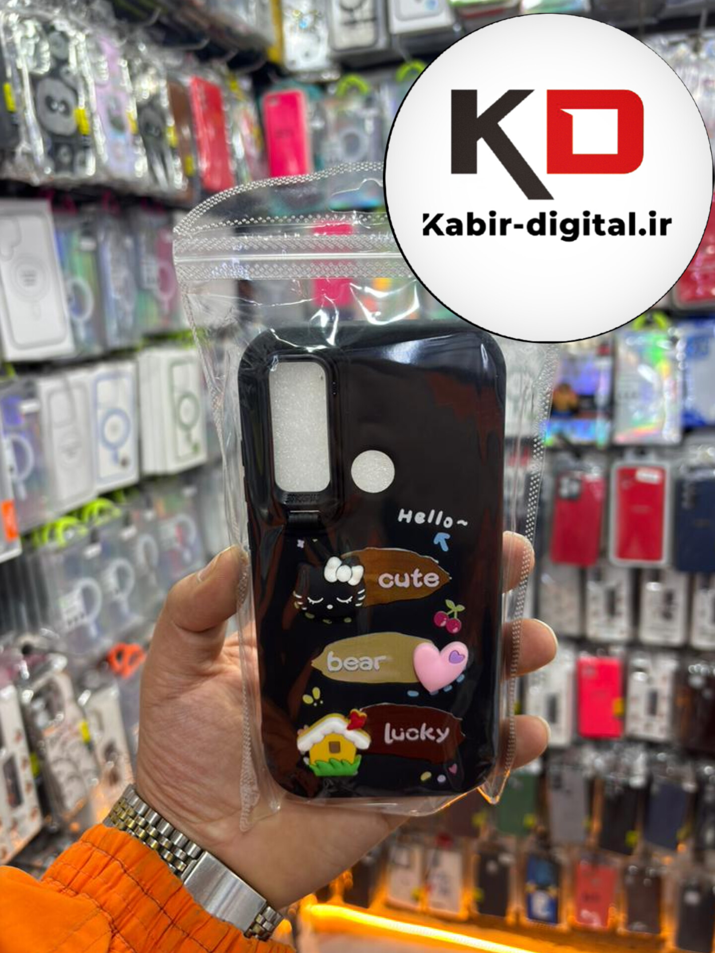 قاب گوشی Redmi Note 8 شیائومی سیلیکونی Stand Case پاستلی عروسکی برجسته مشکی لنز استندشو