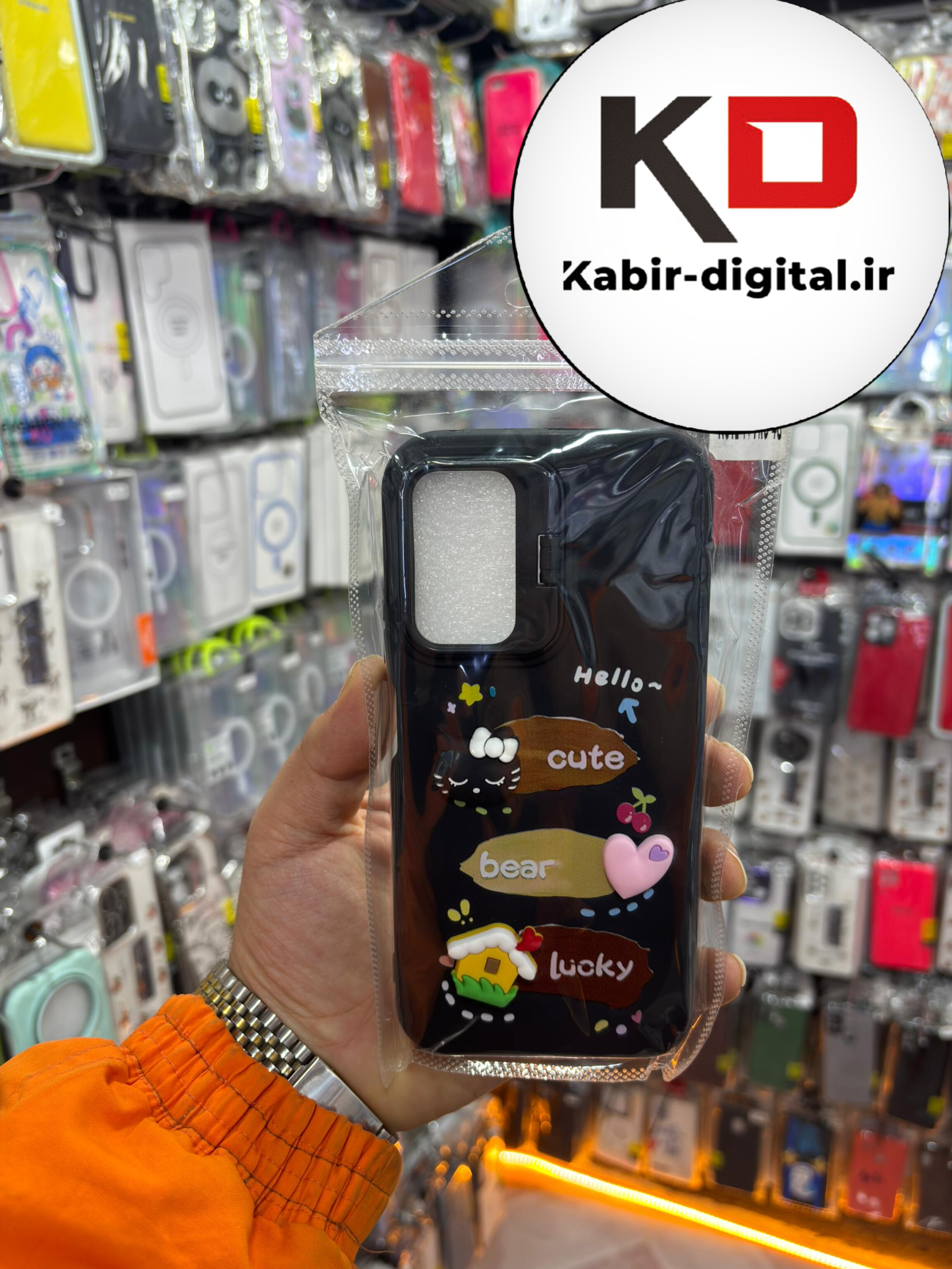 قاب گوشی Redmi Note 11 Pro 4g / Note 12 pro 4g شیائومی سیلیکونی Stand Case پاستلی عروسکی برجسته مشکی لنز استندشو