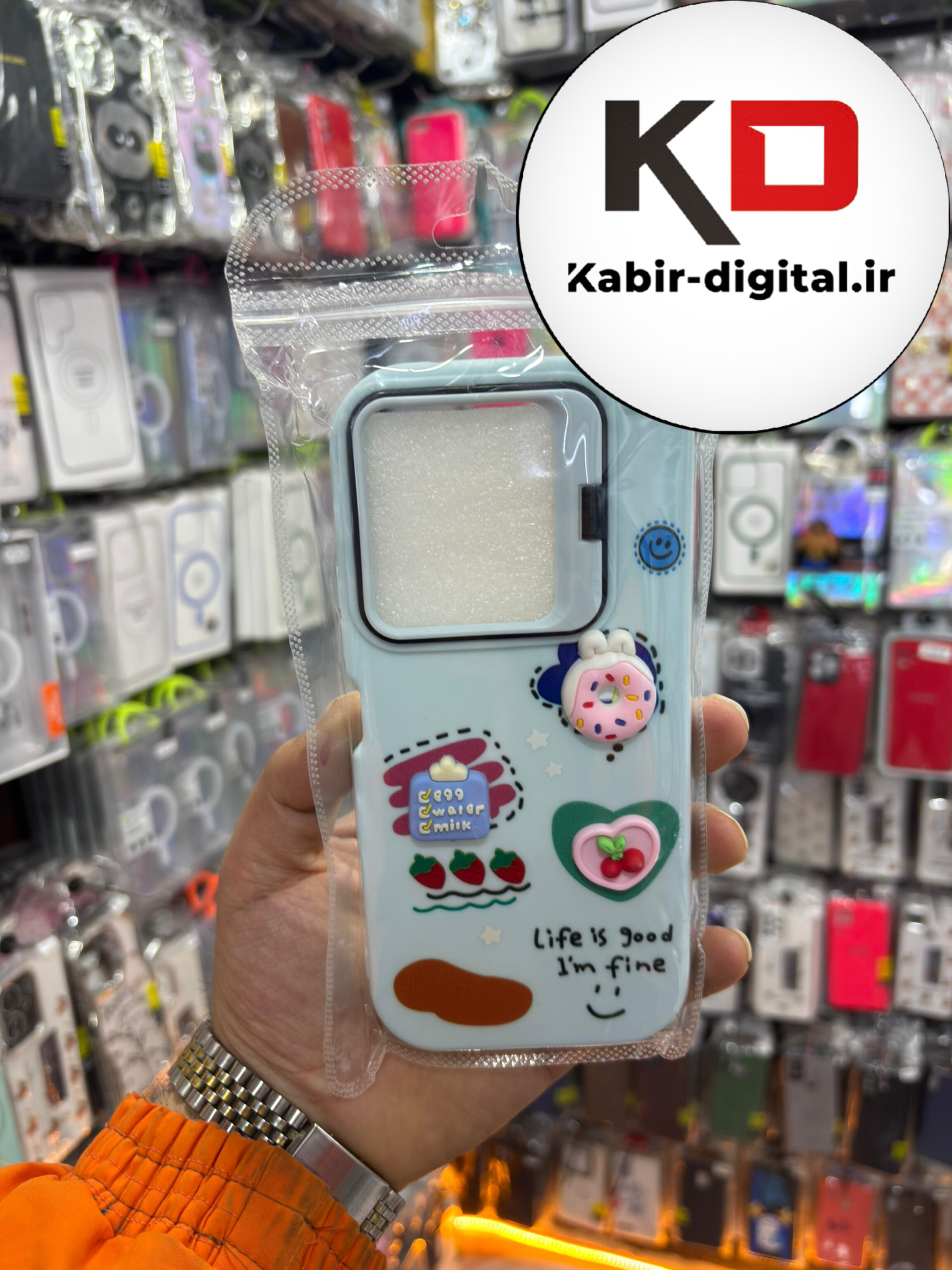 قاب گوشی Redmi 13 / POCO M6 شیائومی سیلیکونی Stand Case پاستلی عروسکی برجسته آبی لنز استندشو