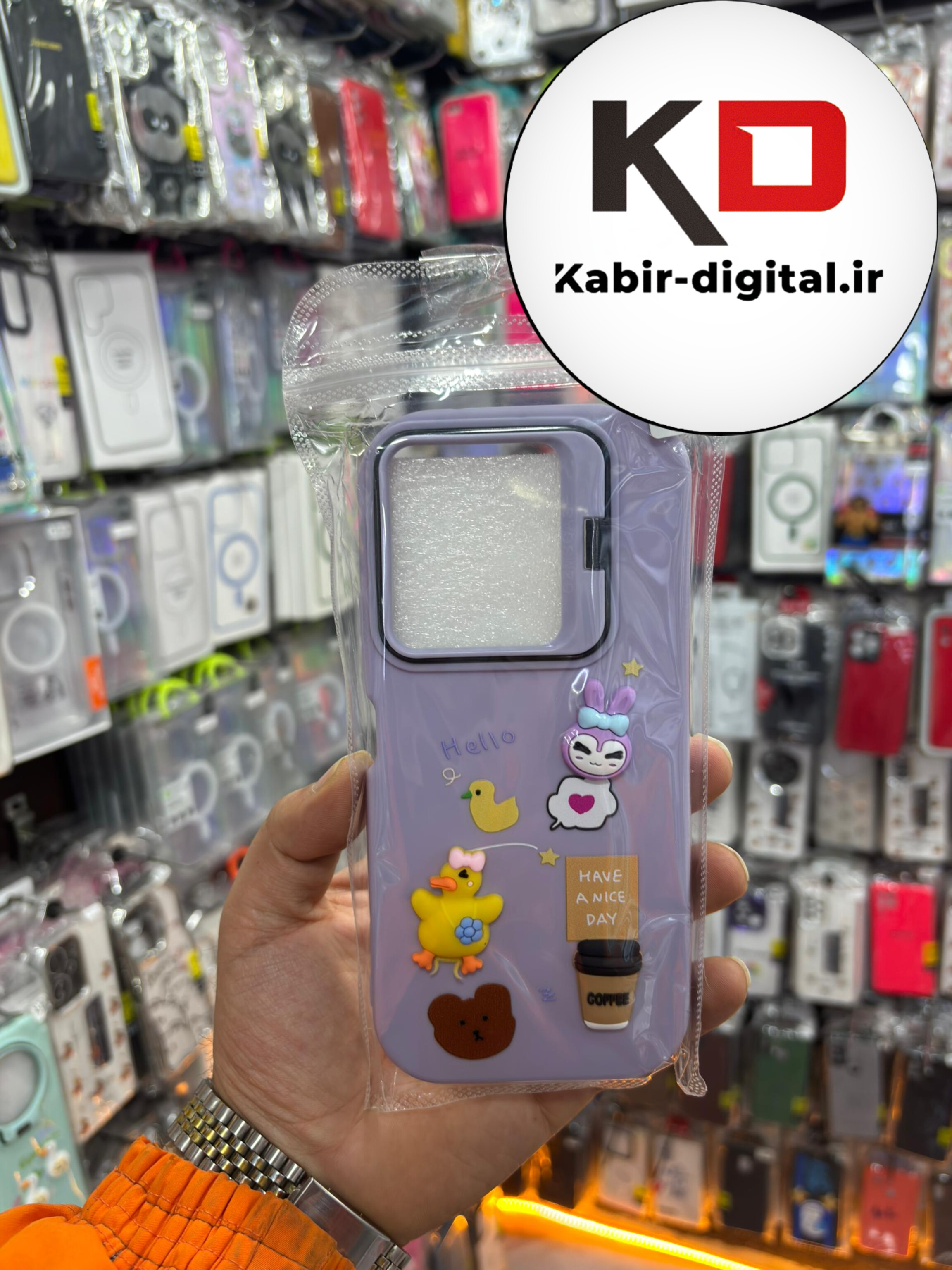 قاب گوشی Redmi 13 / POCO M6 شیائومی سیلیکونی Stand Case پاستلی عروسکی برجسته بنفش لنز استندشو