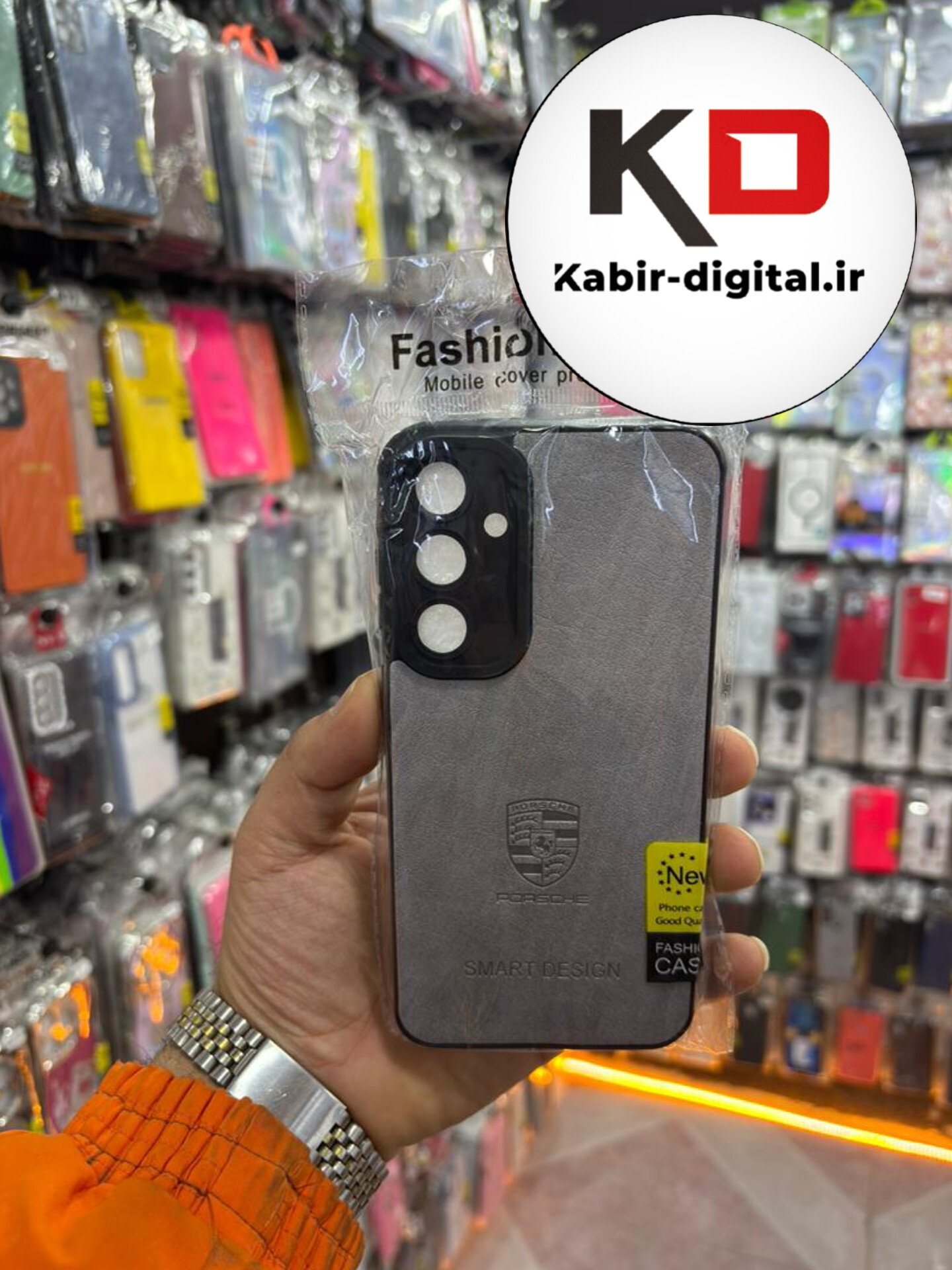 قاب گوشی Galaxy A55 سامسونگ طرح ژله ای چرمی ساده پورشه محافظ لنزدار طوسی