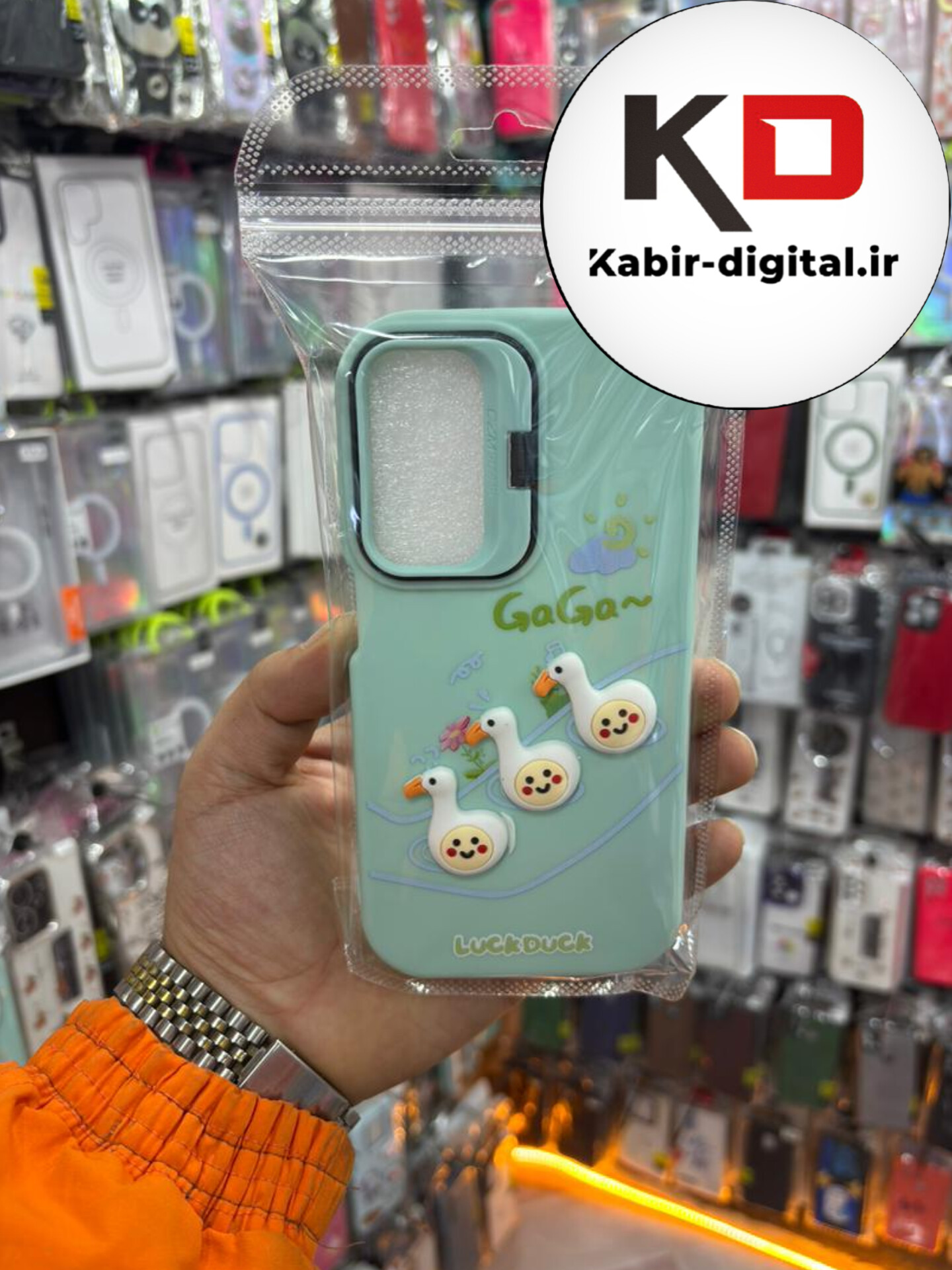 قاب گوشی Galaxy A16 / A26/A17 سامسونگ سیلیکونی Stand Case پاستلی عروسکی برجسته سبز آبی لنز استندشو