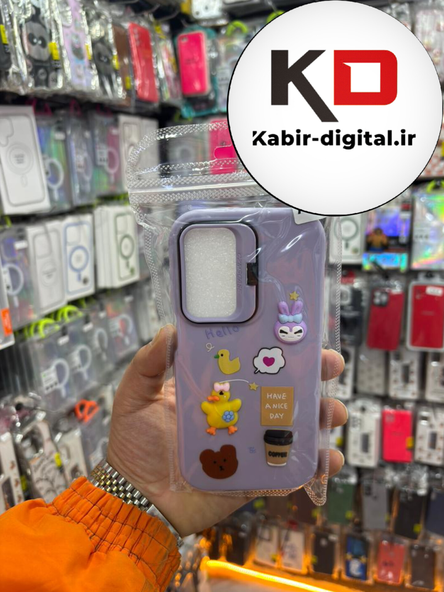 قاب گوشی Galaxy A16 / A26/A17 سامسونگ سیلیکونی Stand Case پاستلی عروسکی برجسته بنفش لنز استندشو