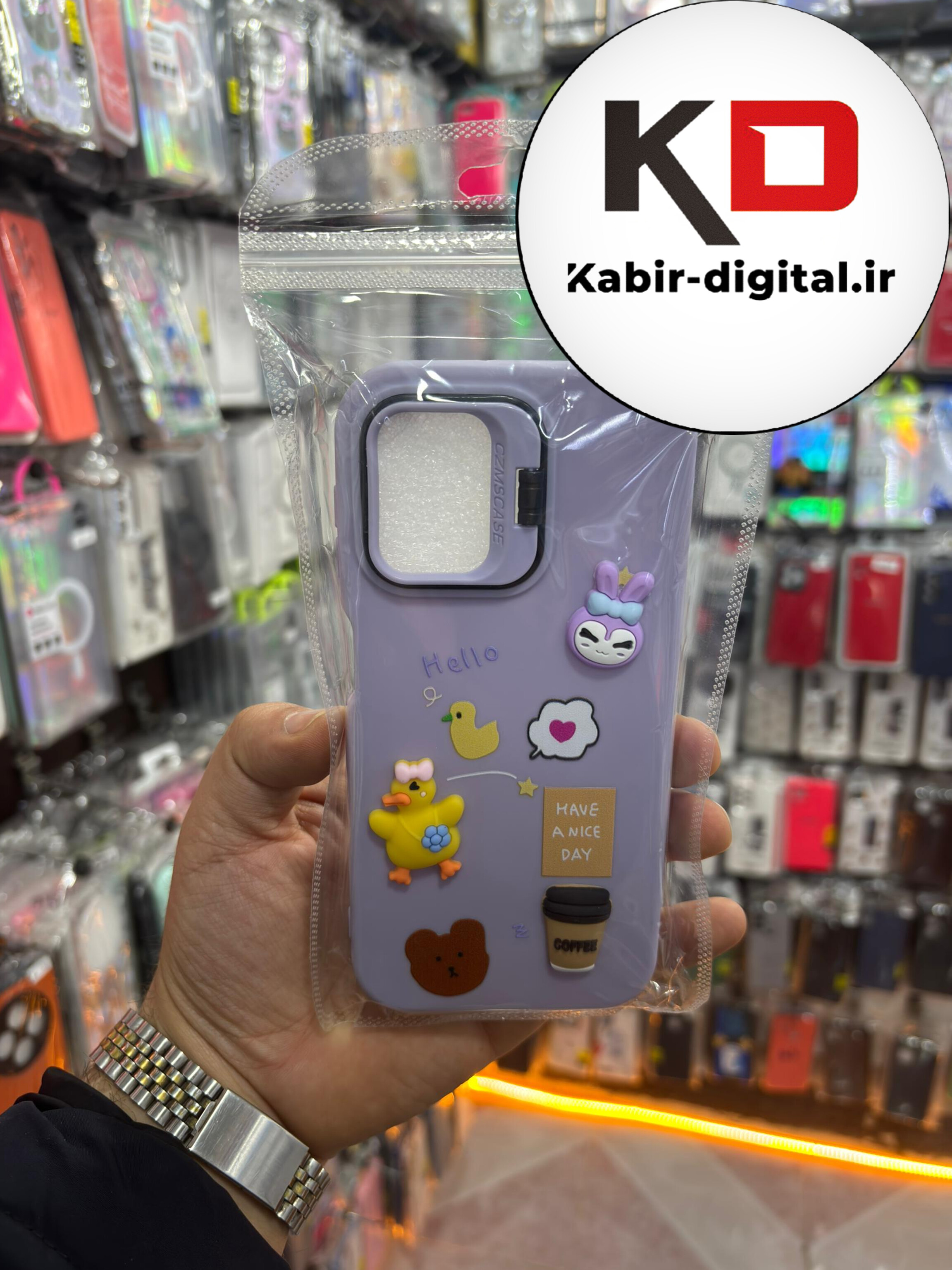 قاب گوشی Galaxy A22 4G سامسونگ سیلیکونی Stand Case پاستلی عروسکی برجسته بنفش لنز استندشو