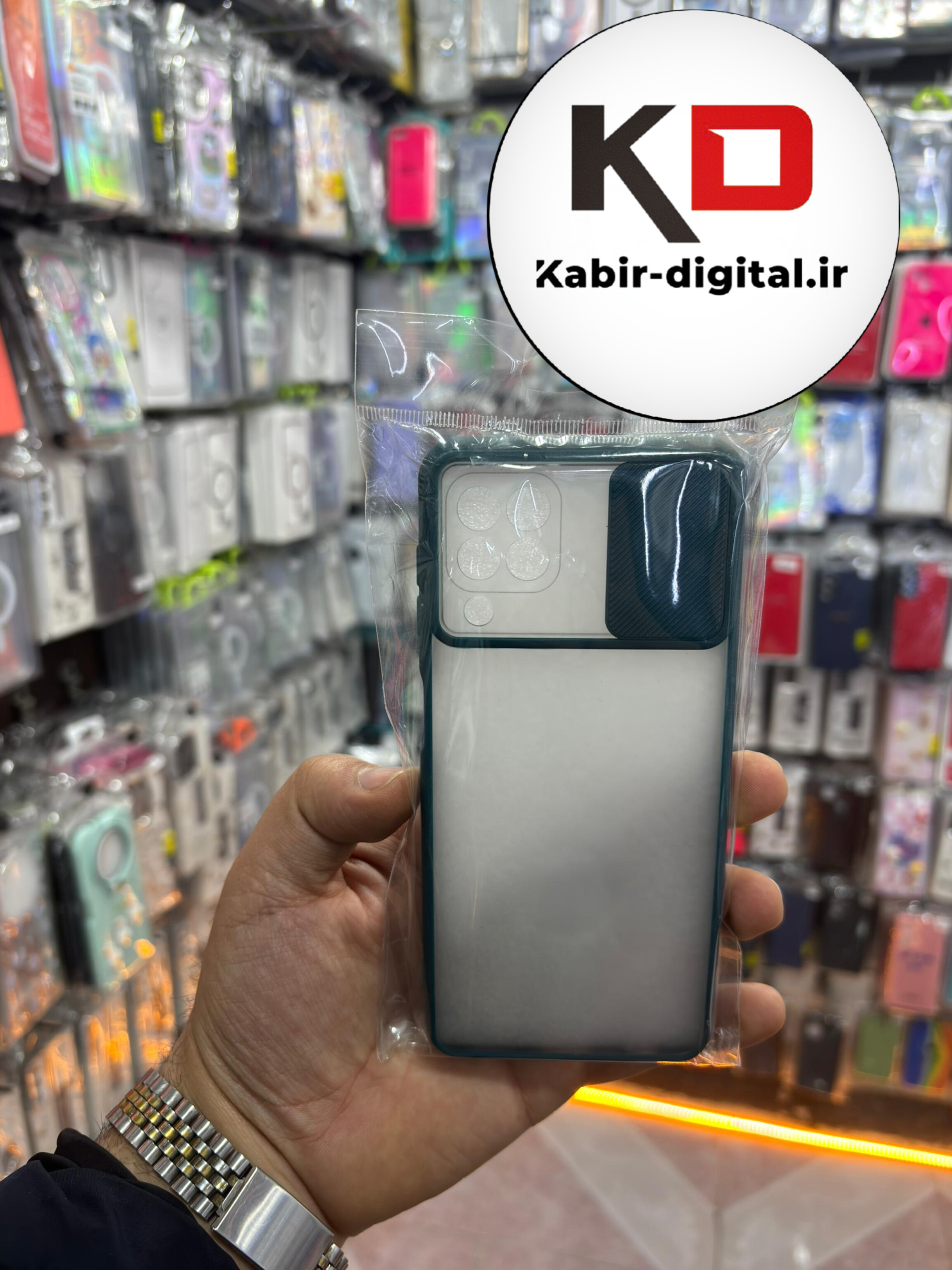 قاب گوشی Galaxy A22 4G سامسونگ طرح پشت مات محافظ لنز دار کشویی سبز تیره هولدر دار